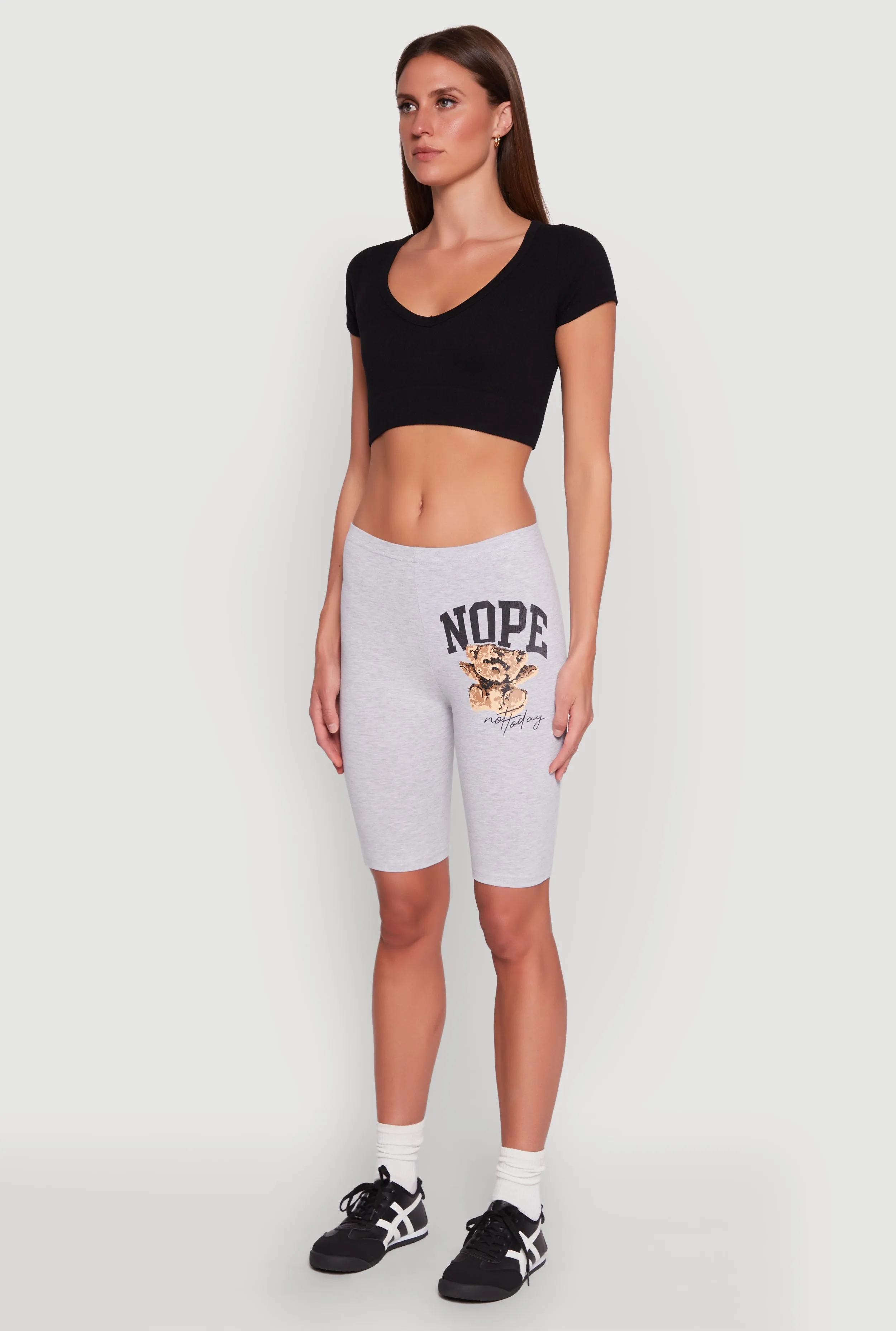 Nope Not Today Bear Graphic Biker Shorts sold by Rainbow product image thumbnail 3