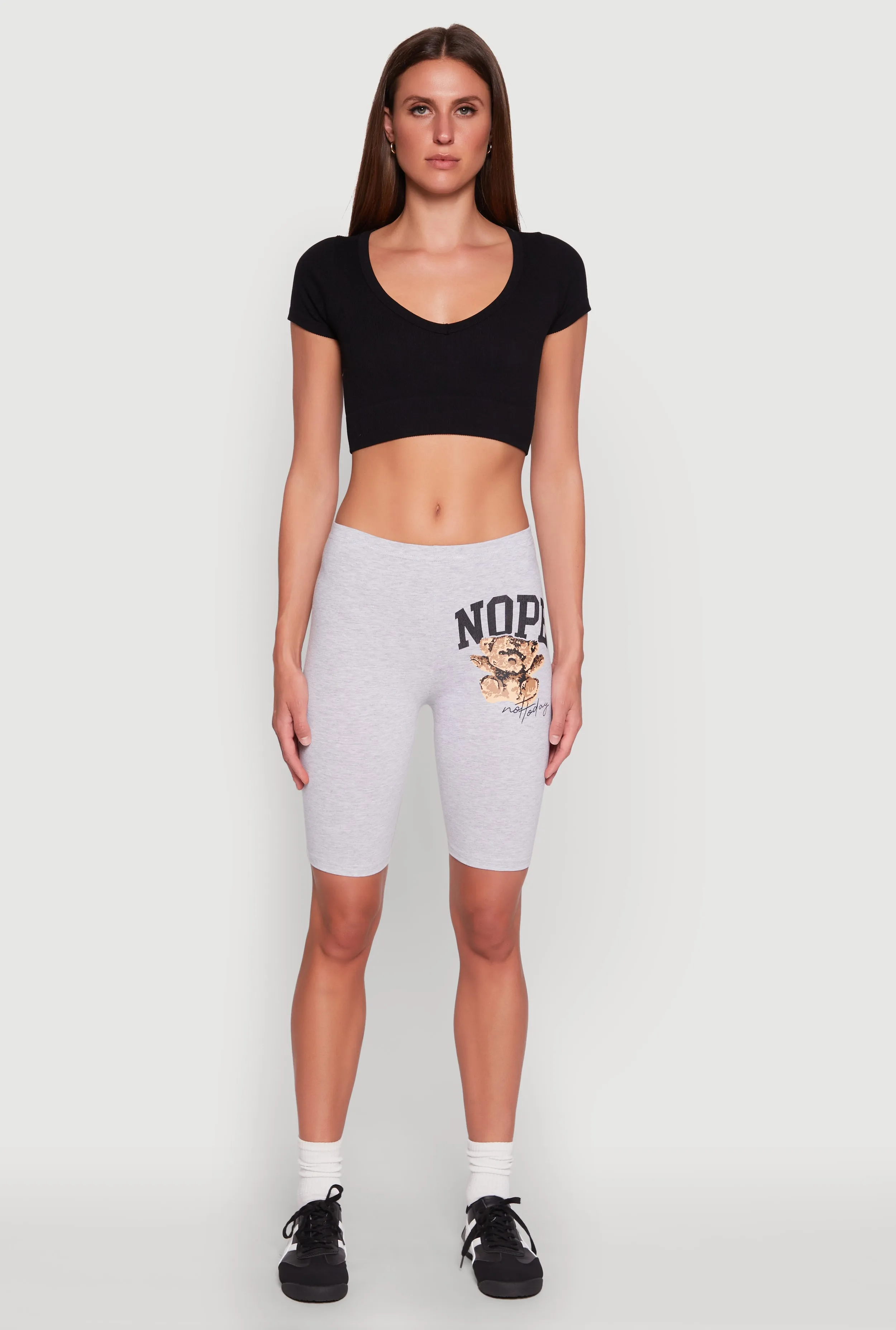 Nope Not Today Bear Graphic Biker Shorts sold by Rainbow product image thumbnail 2