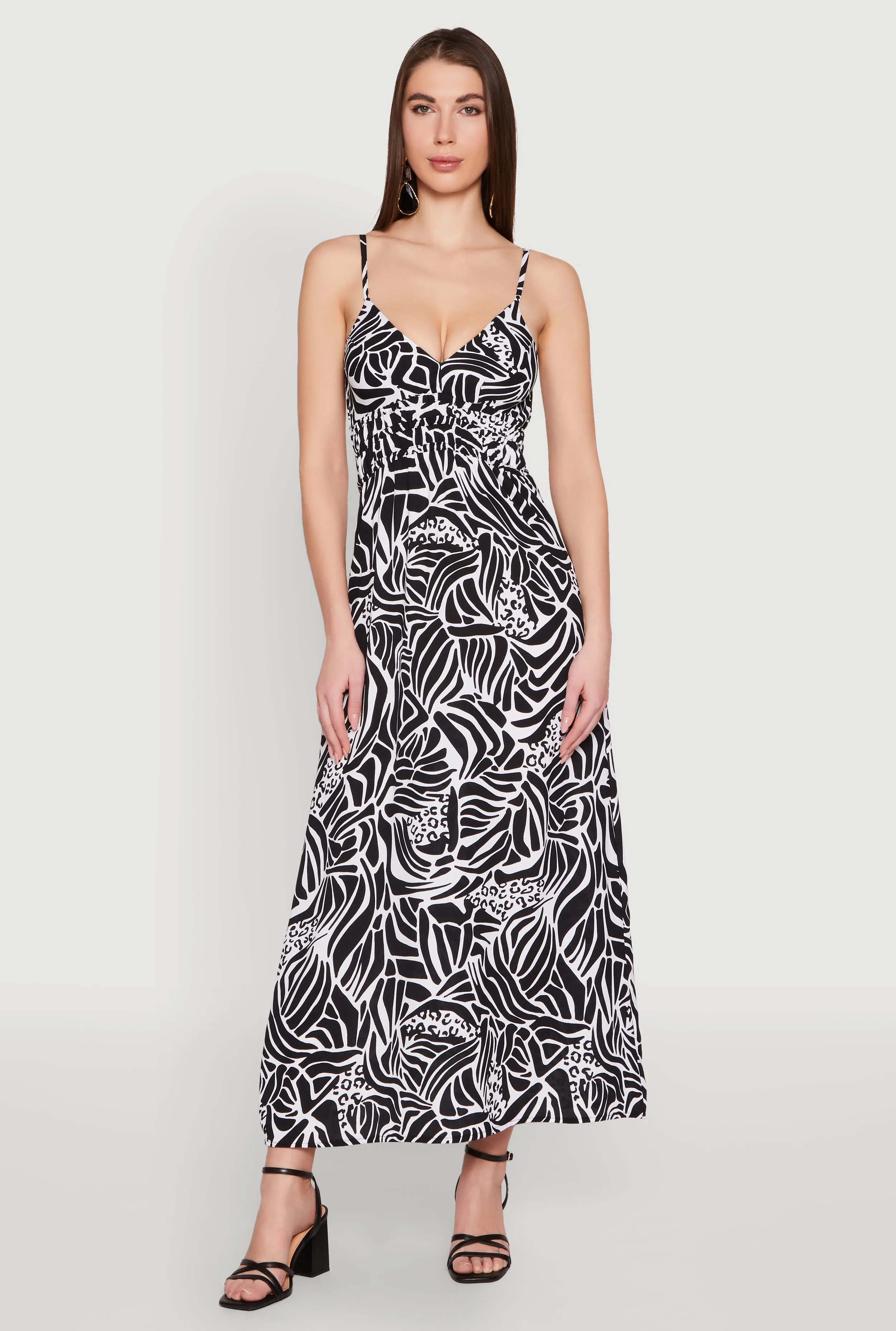 Zebra Leopard Print Empire Waist Maxi Dress sold by Rainbow