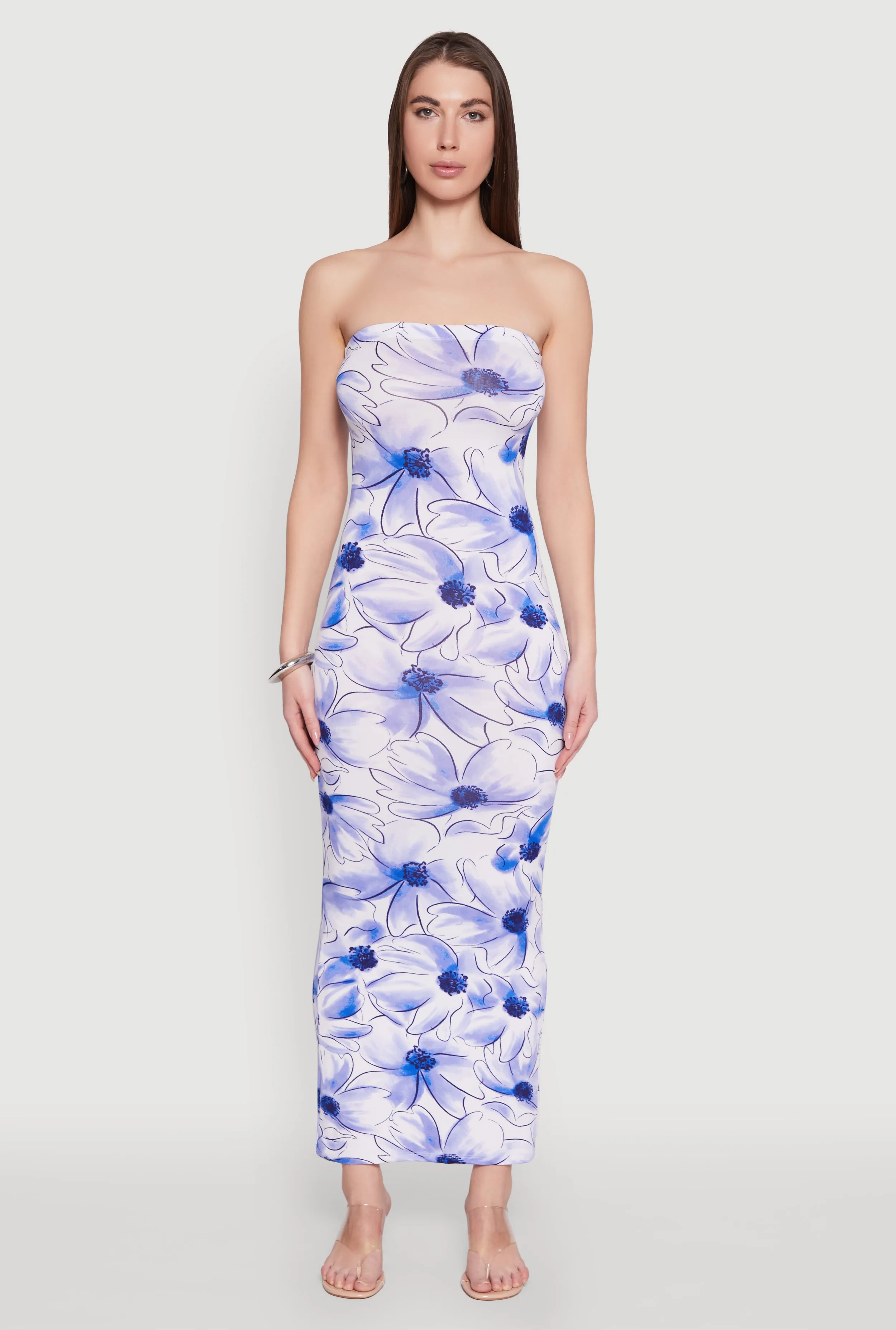 Floral Print Slit Back Maxi Tube Dress sold by Rainbow product image thumbnail 2