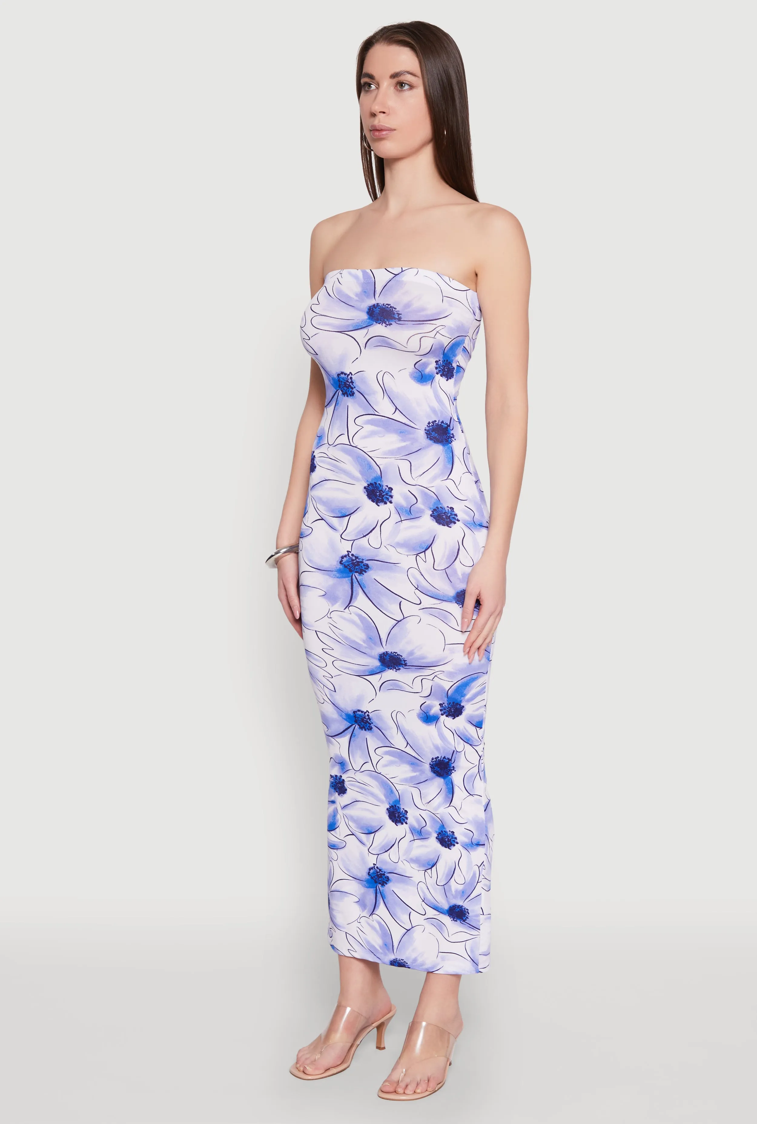 Floral Print Slit Back Maxi Tube Dress sold by Rainbow product image thumbnail 3