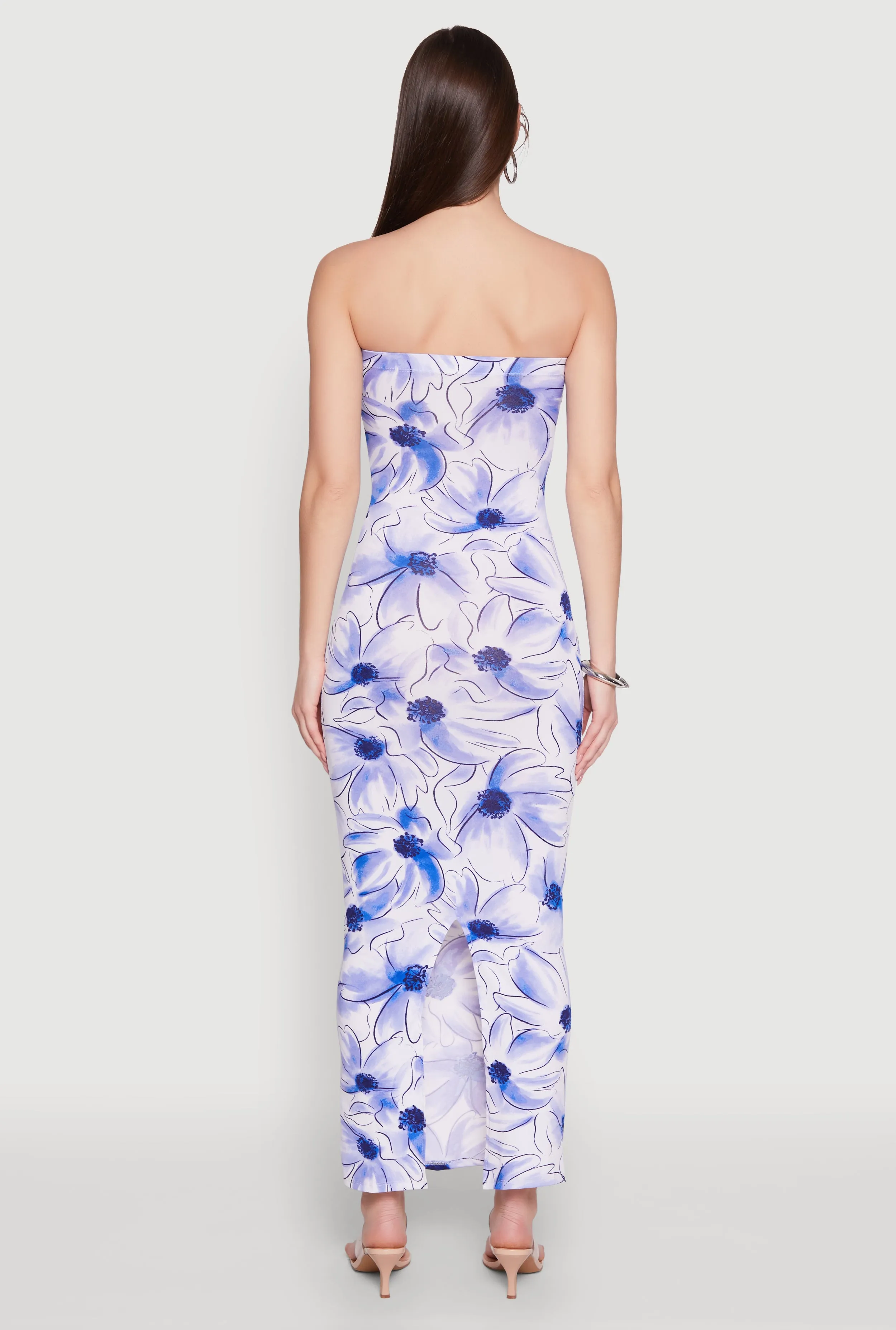 Floral Print Slit Back Maxi Tube Dress sold by Rainbow product image thumbnail 5