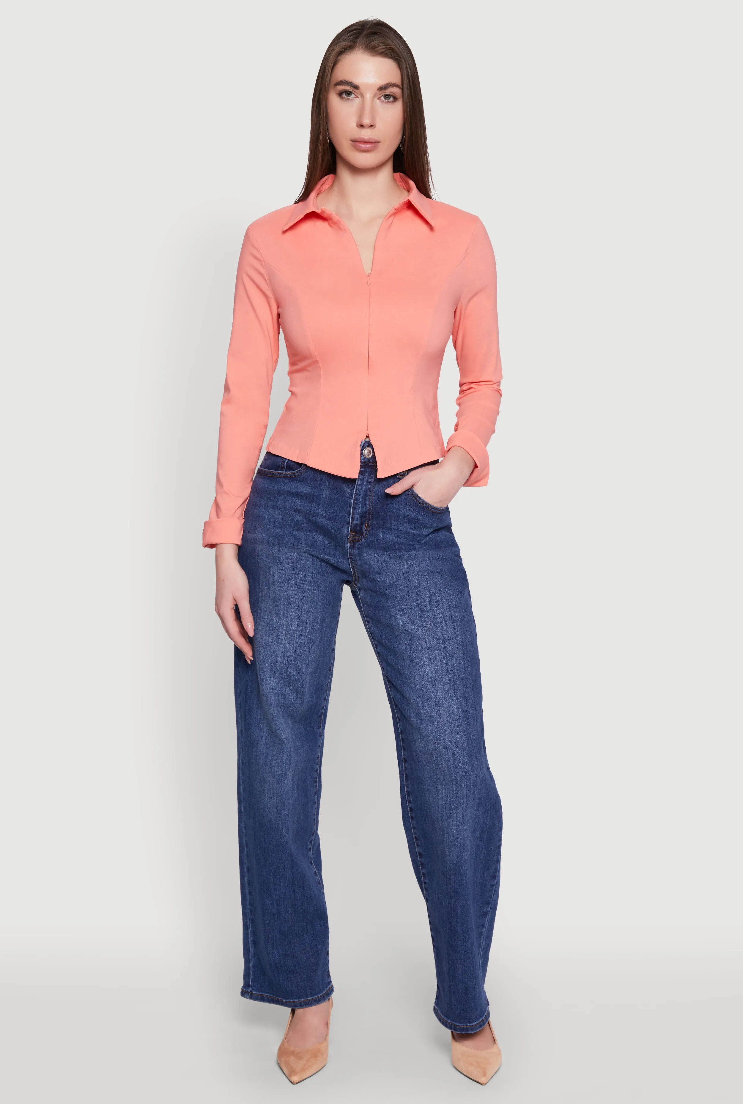 Iris Double Zip Front Collared Blouse sold by Rainbow product image thumbnail 3