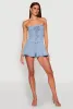 Strapless Lace Up Denim Romper sold by Rainbow