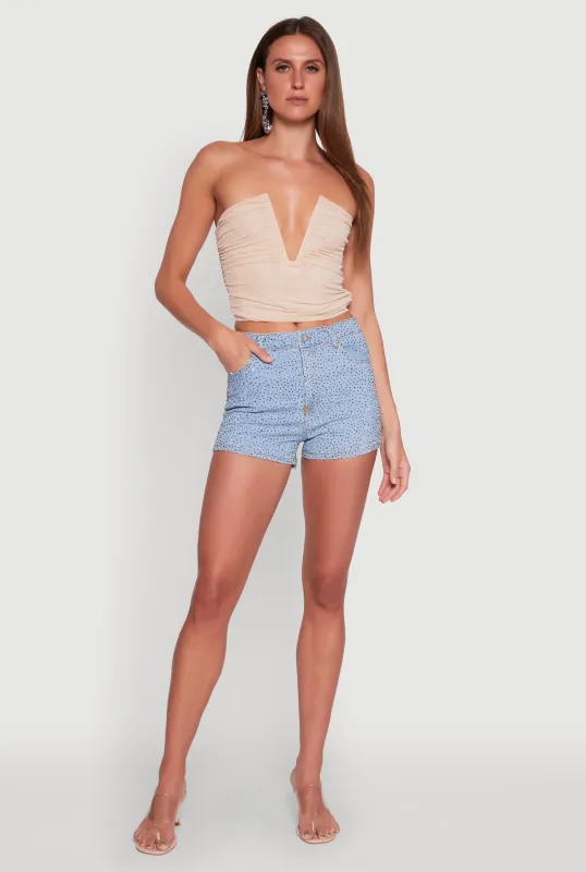 Daisy Rhinestone Studded Denim Shorts sold by Rainbow