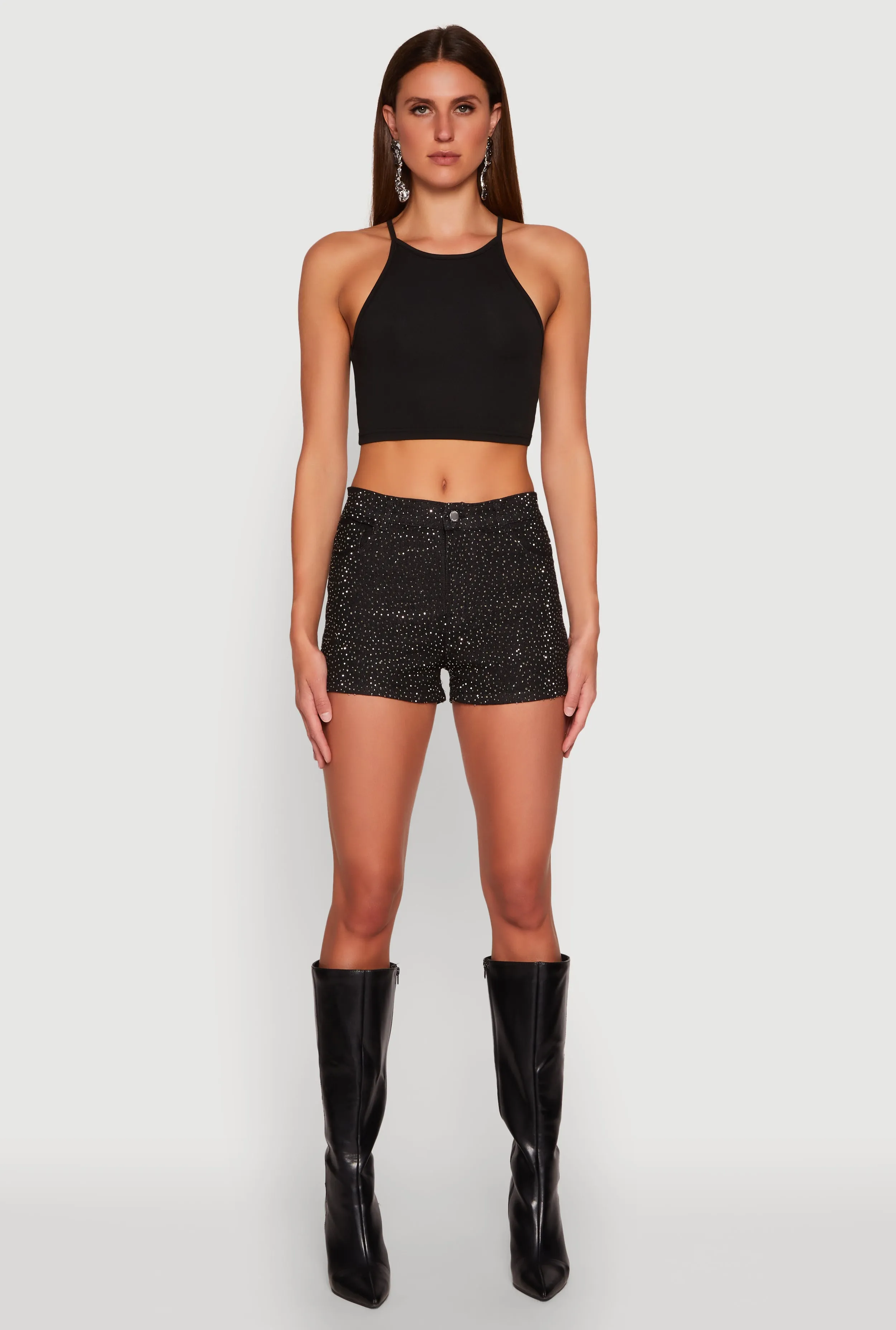 Daisy Rhinestone Studded Denim Shorts sold by Rainbow product image thumbnail 2