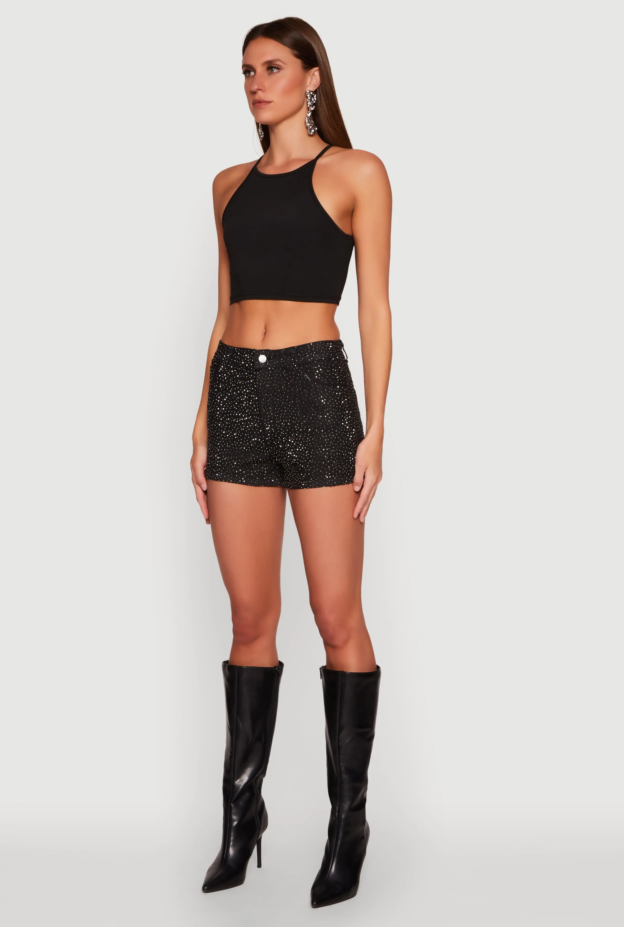 Daisy Rhinestone Studded Denim Shorts sold by Rainbow product image thumbnail 3