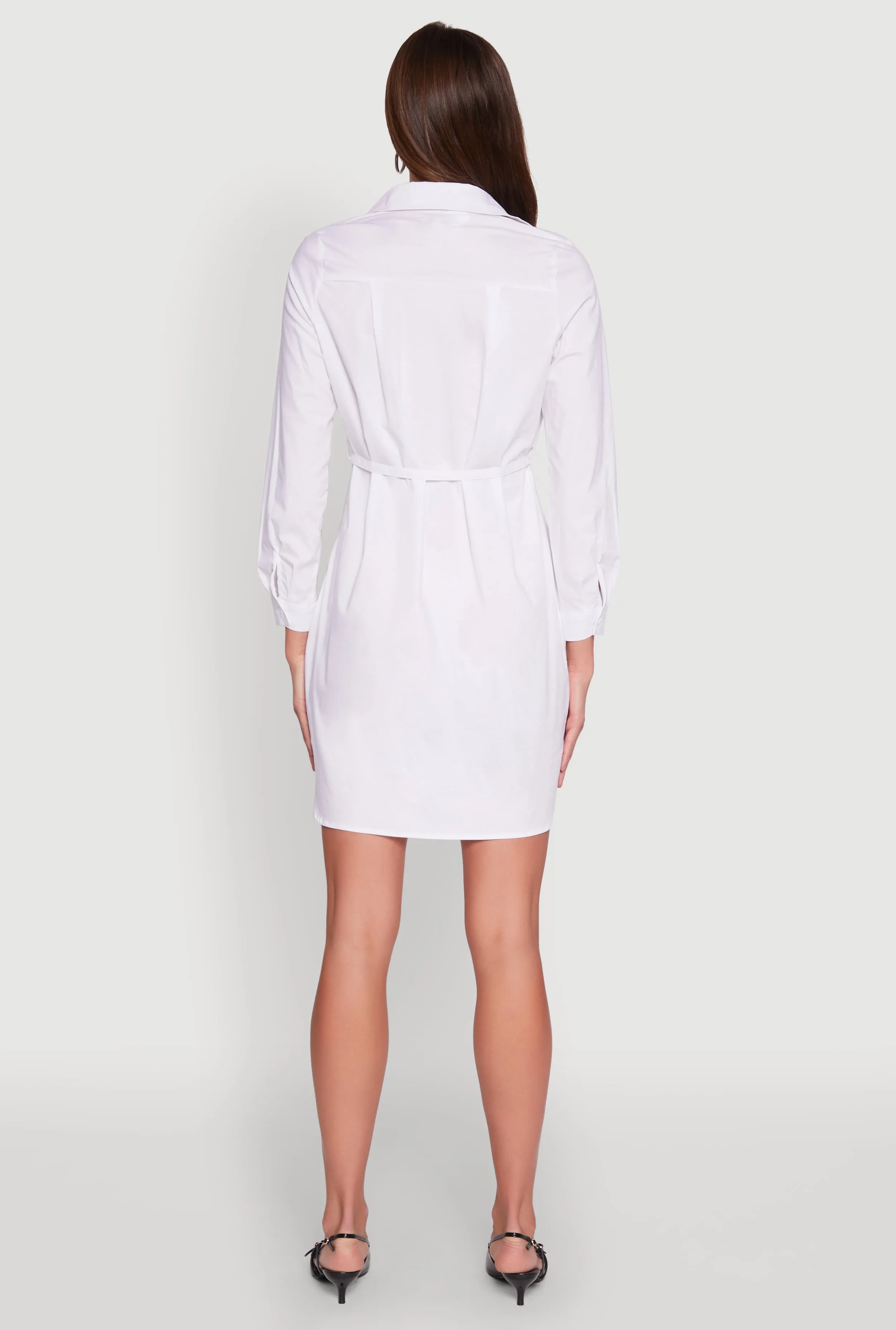 Poplin Tie Waist Belted Shirt Dress sold by Rainbow product image thumbnail 5