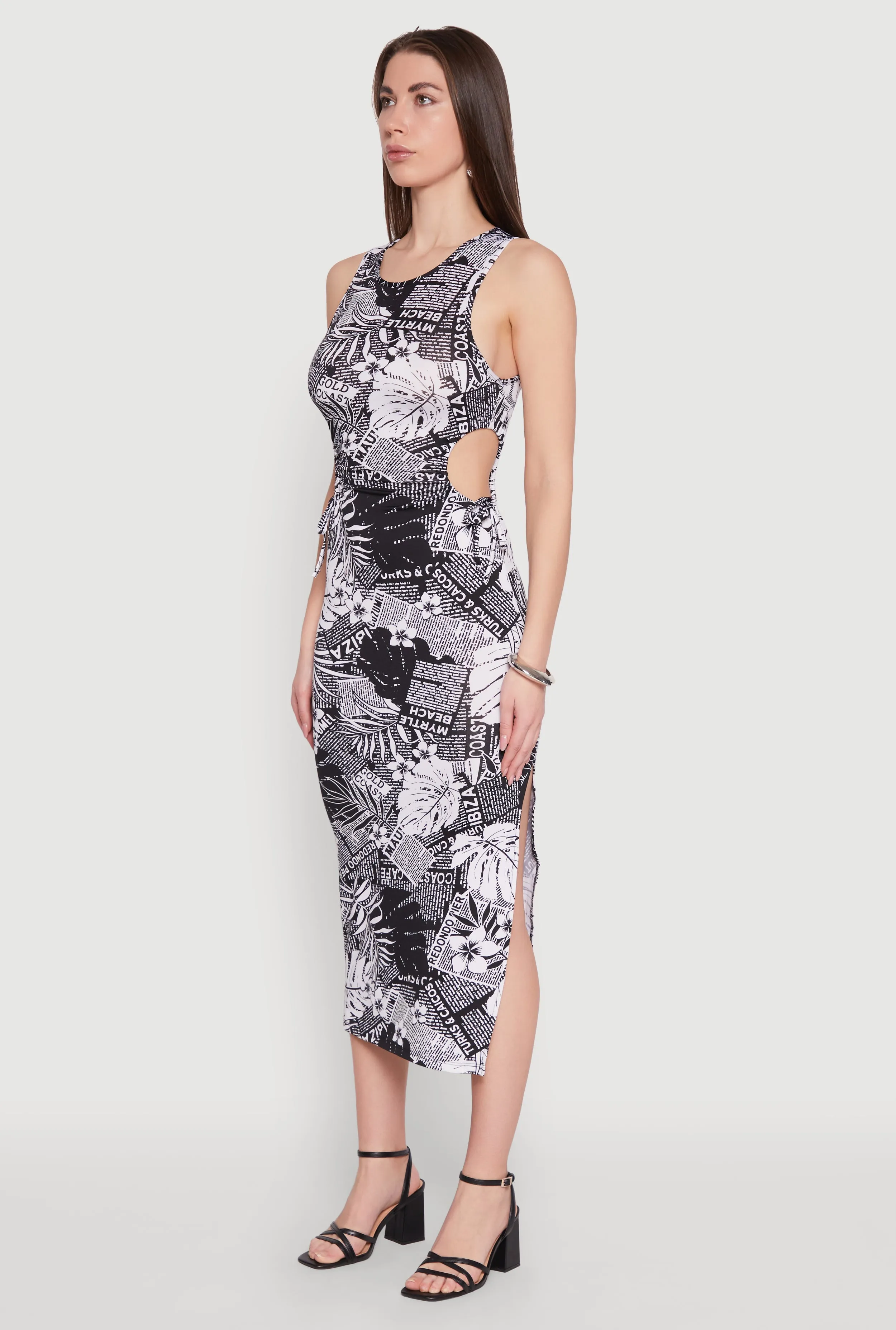Leaf Newspaper Print Midi Dress sold by Rainbow product image thumbnail 3