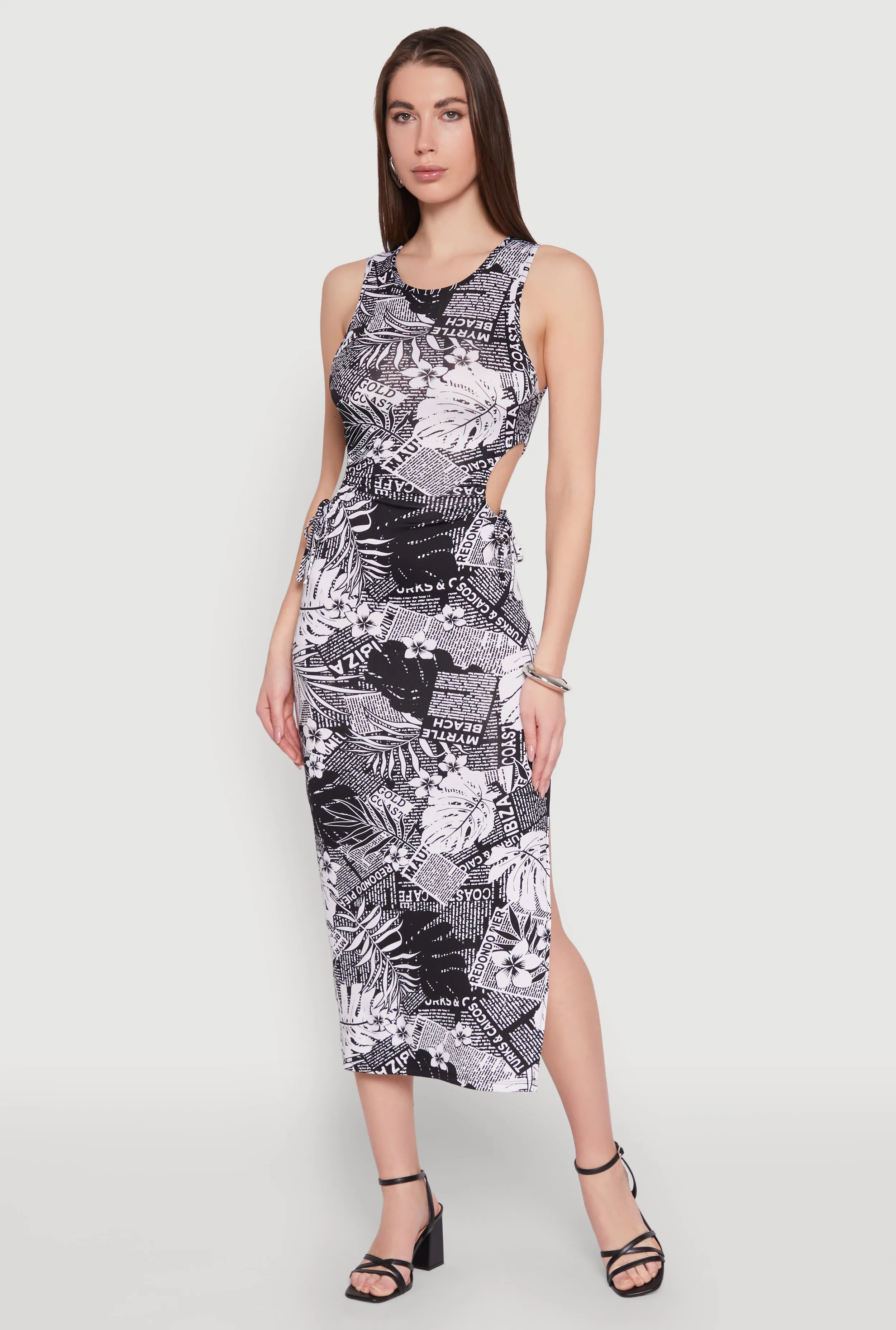 Leaf Newspaper Print Midi Dress sold by Rainbow product image thumbnail 2