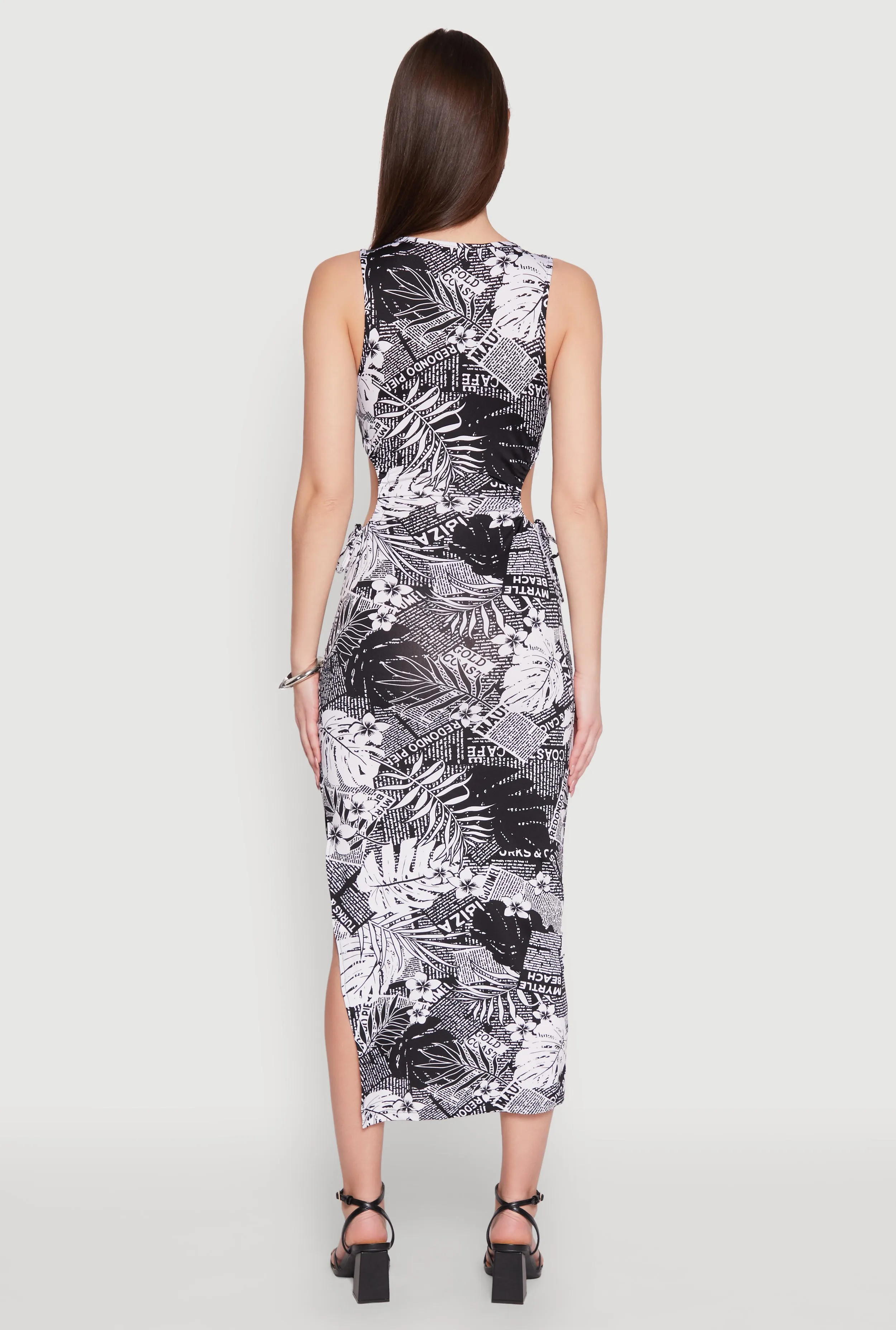 Leaf Newspaper Print Midi Dress sold by Rainbow product image thumbnail 5