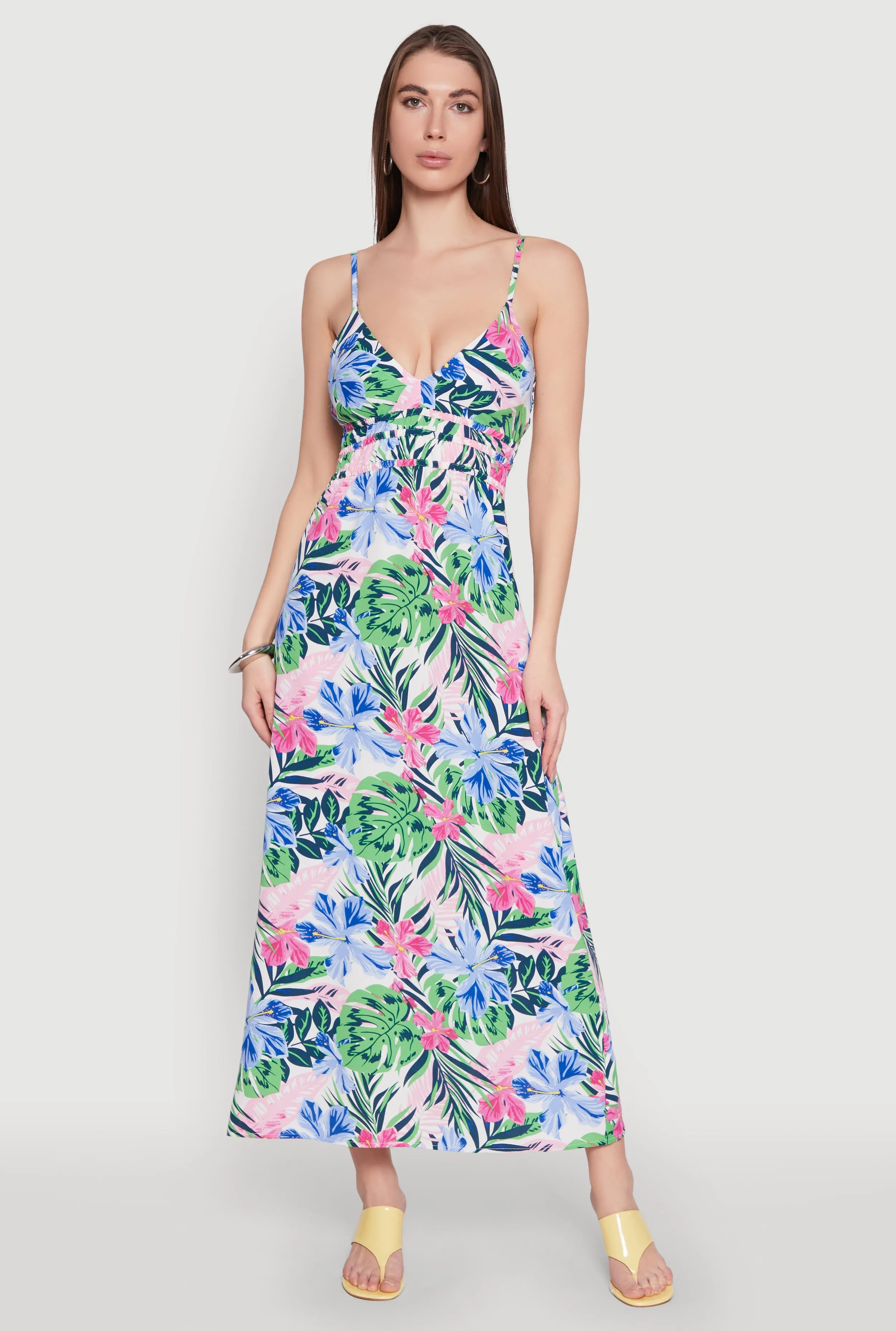 Floral Graphic Print Empire Waist Maxi Dress sold by Rainbow