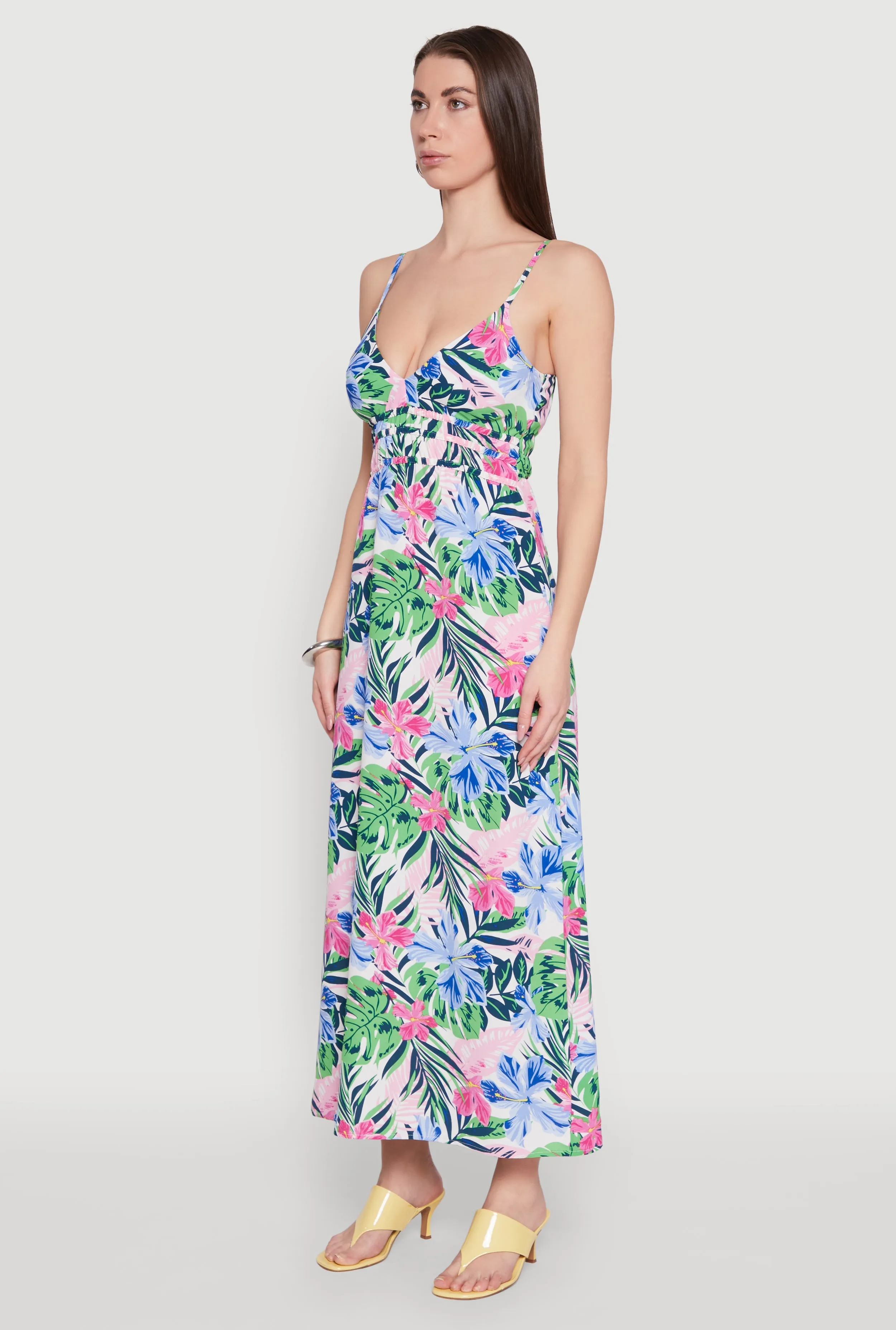 Floral Graphic Print Empire Waist Maxi Dress sold by Rainbow product image thumbnail 3