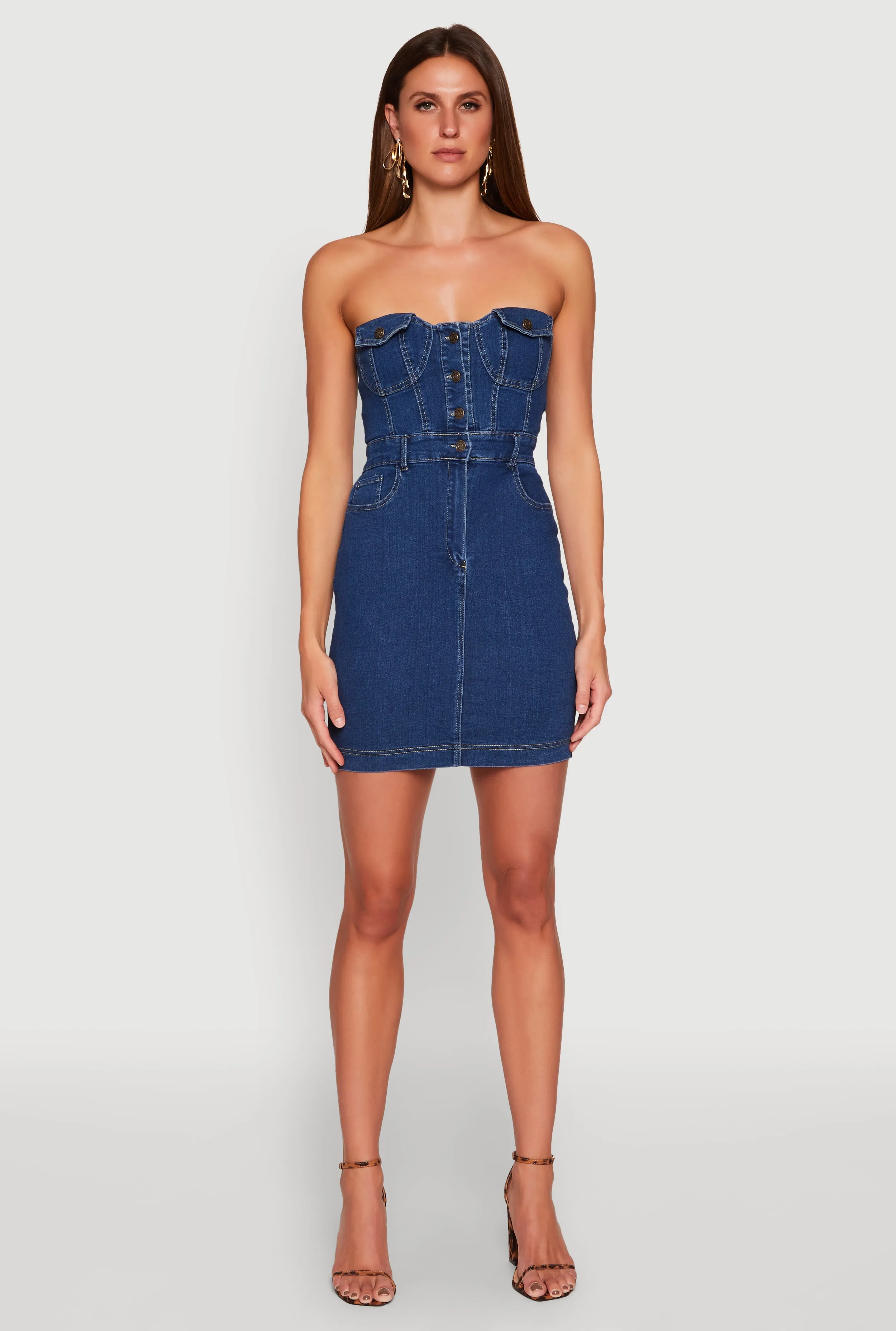 Haute Monde Strapless Denim Bodycon Mini Dress sold by Rainbow product image thumbnail 2