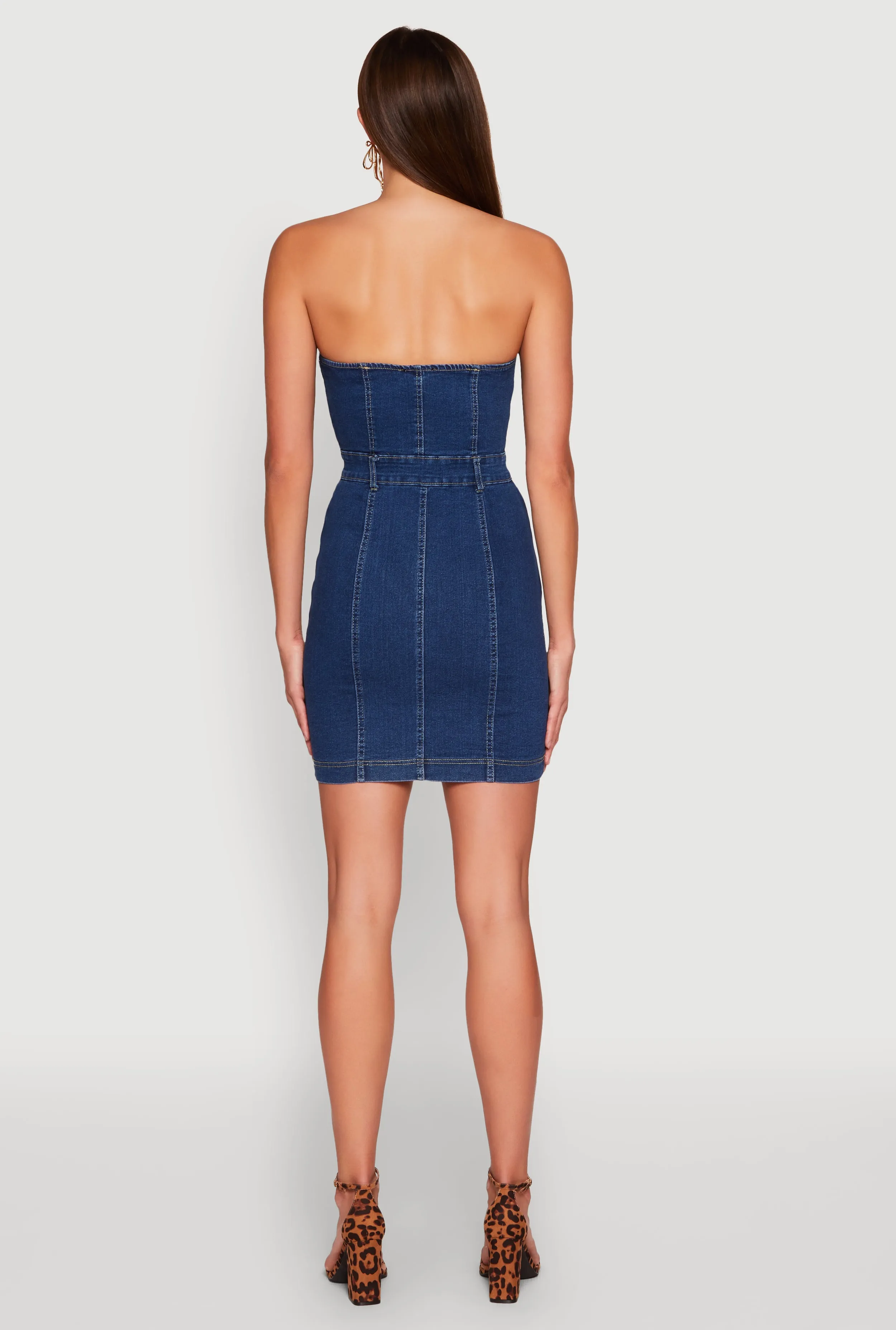 Haute Monde Strapless Denim Bodycon Mini Dress sold by Rainbow product image thumbnail 5