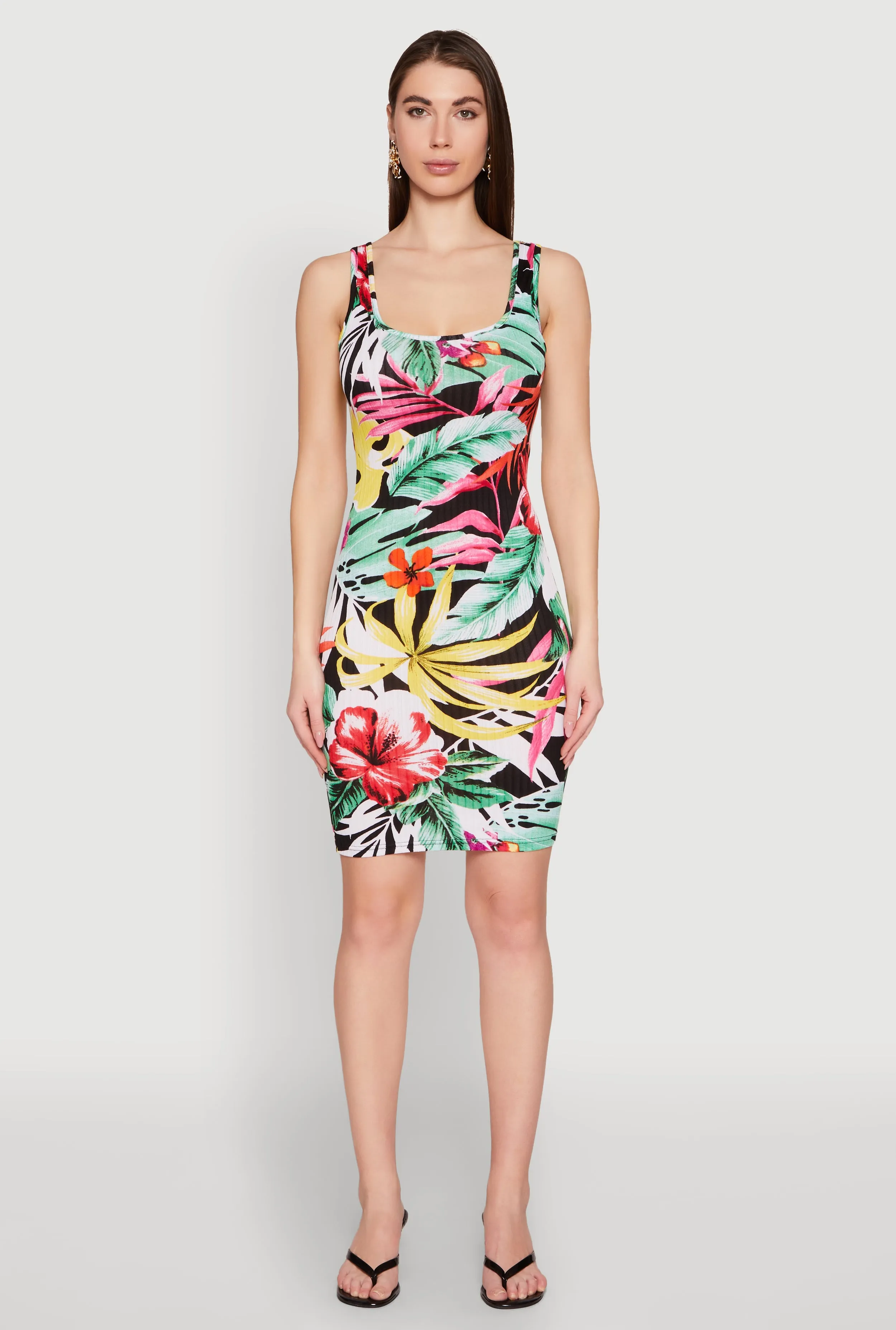 Tropical Print Scoop Neck Tank Dress sold by Rainbow