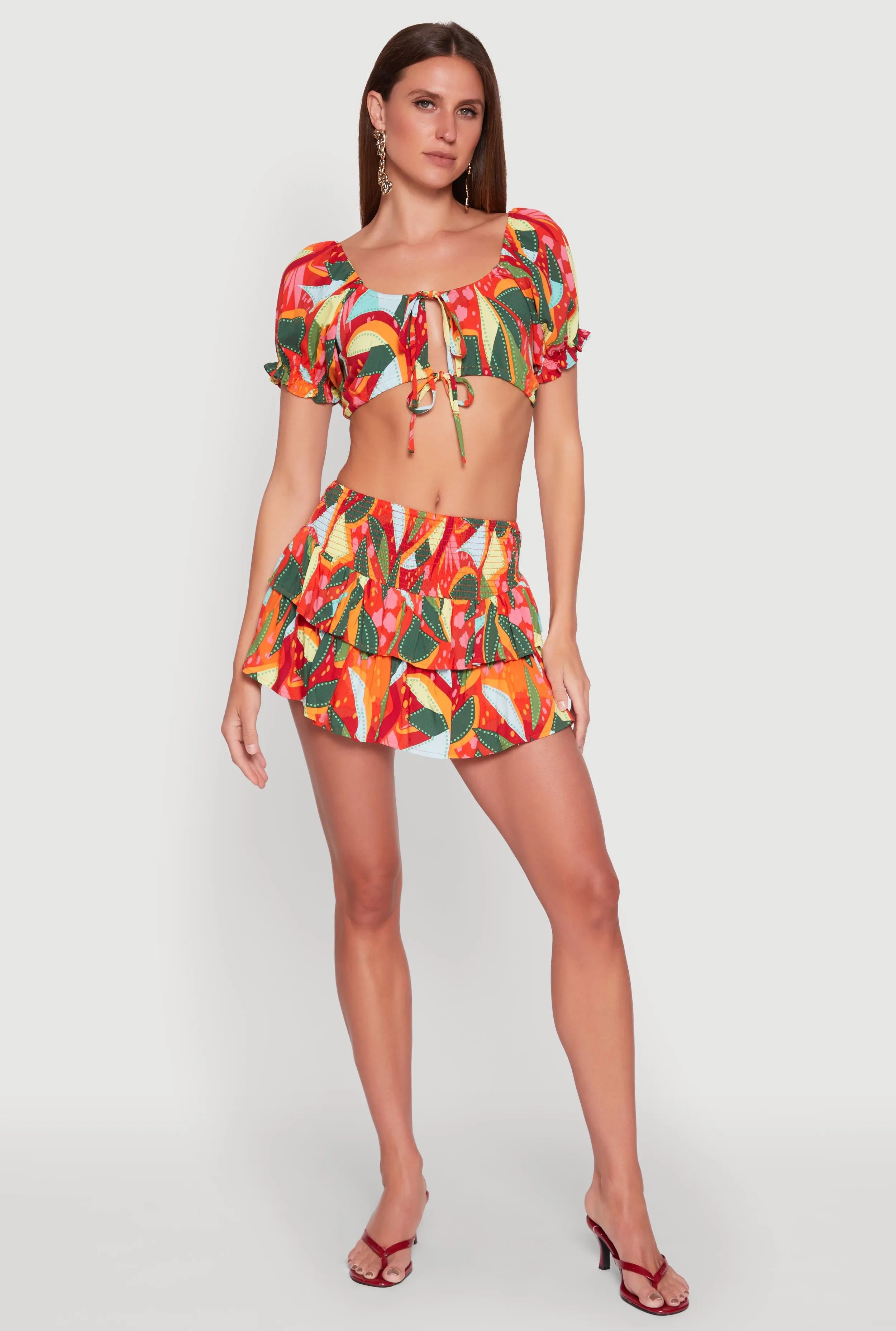 Printed Smock Waist Tiered Skort sold by Rainbow product image thumbnail 2