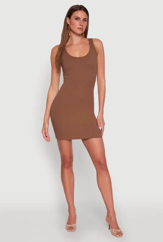 Rib Knit Scoop Neck Tank Mini Dress sold by Rainbow