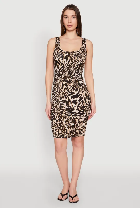 Animal Print Scoop Neck Tank Dress made by Rainbow