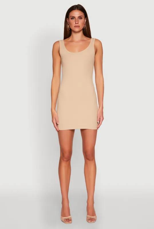 Rib Knit Scoop Neck Tank Mini Dress sold by Rainbow