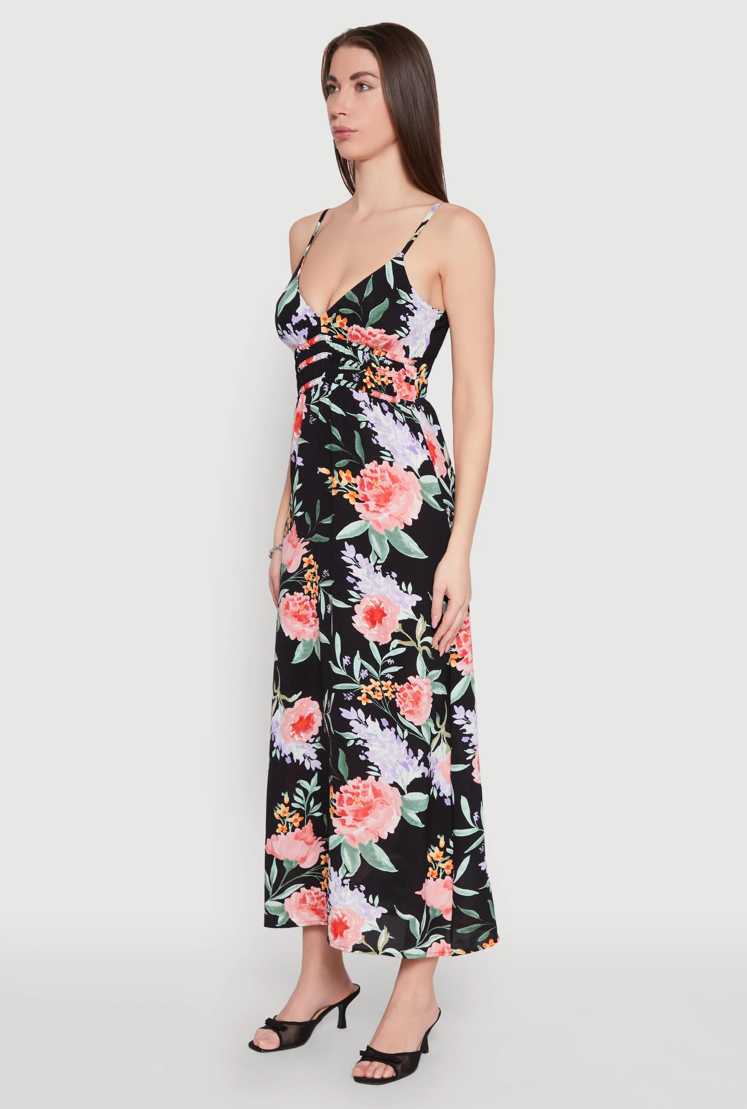 Peony Lavender Print Empire Waist Maxi Dress sold by Rainbow product image thumbnail 3