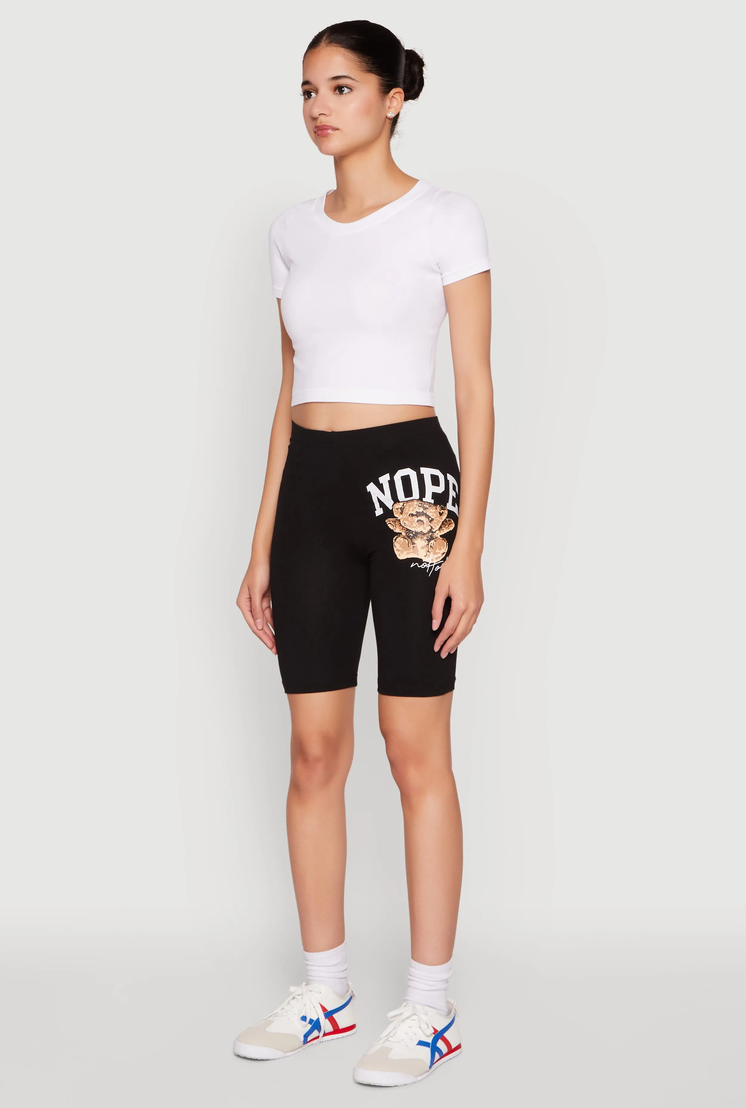 Nope Not Today Bear Graphic Biker Shorts sold by Rainbow product image thumbnail 3