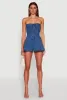 Strapless Lace Up Denim Romper sold by Rainbow
