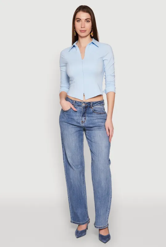 Iris Double Zip Front Collared Blouse sold by Rainbow
