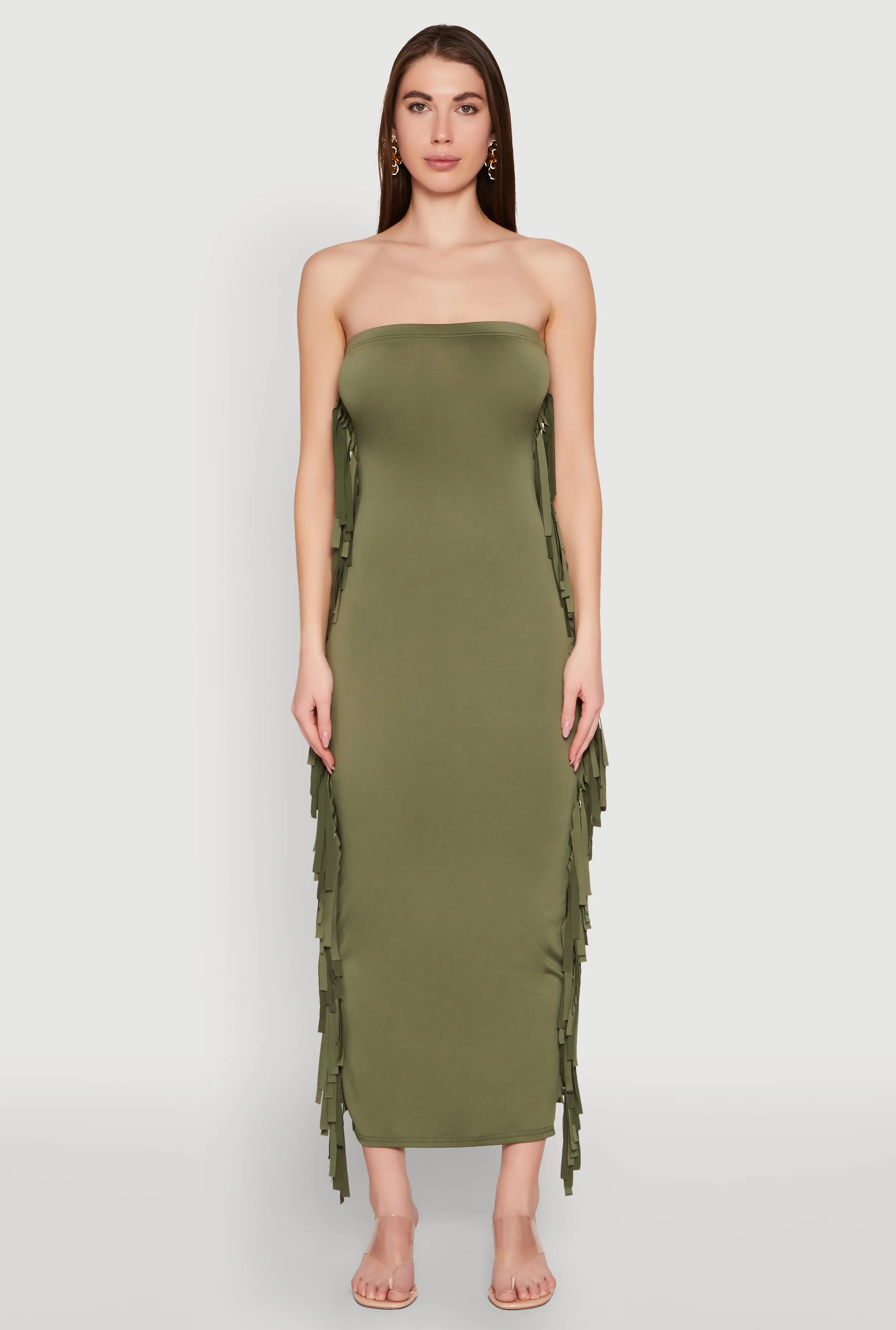 Side Fringe Maxi Tube Dress sold by Rainbow