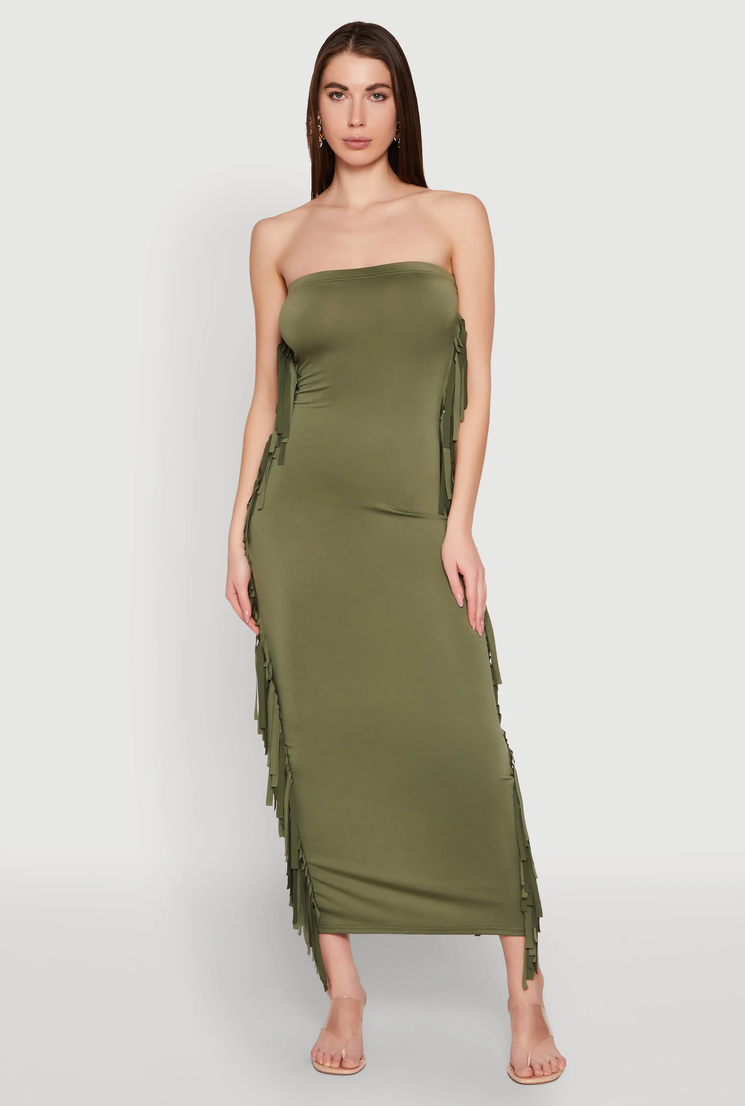 Side Fringe Maxi Tube Dress sold by Rainbow product image thumbnail 2