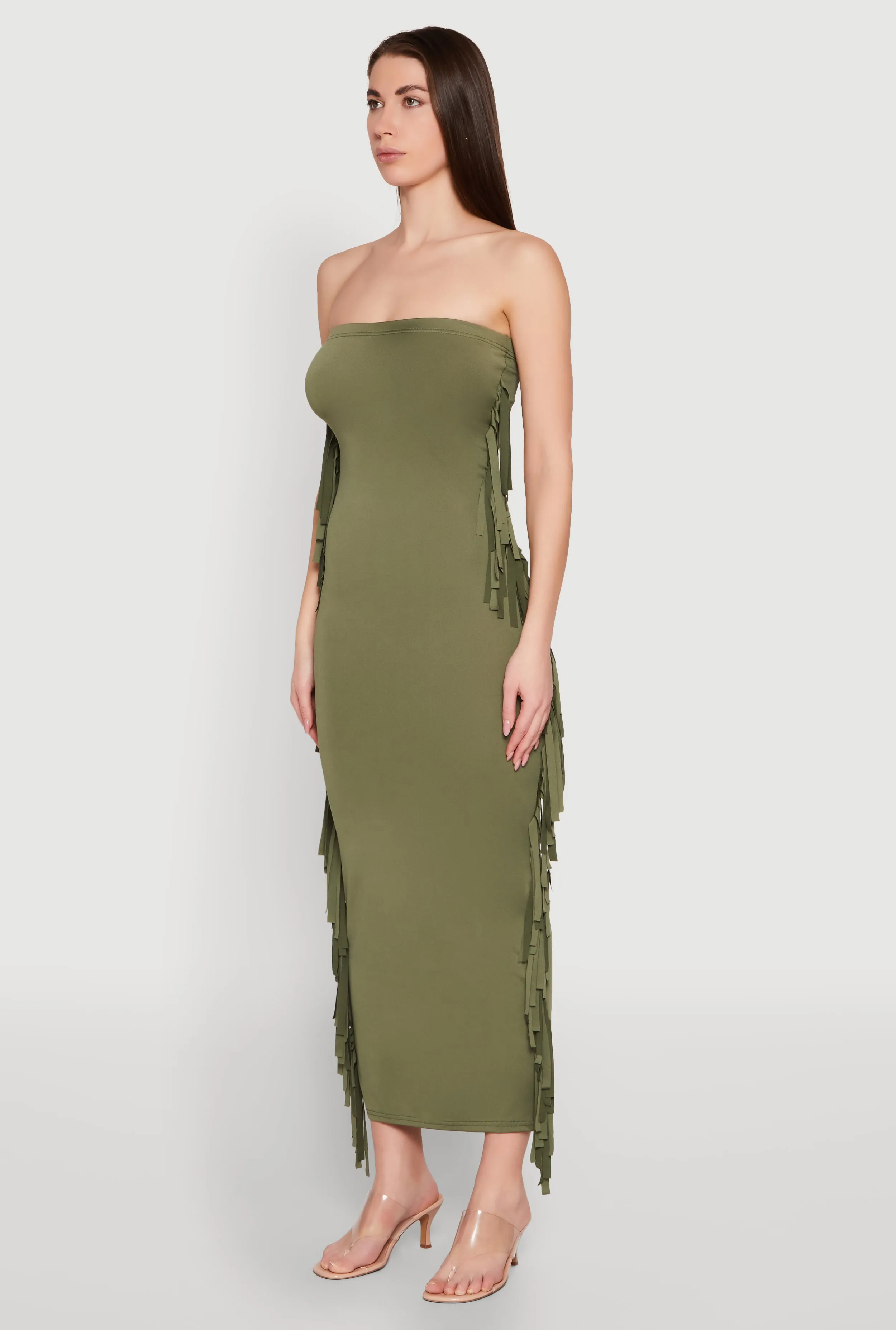 Side Fringe Maxi Tube Dress sold by Rainbow product image thumbnail 3