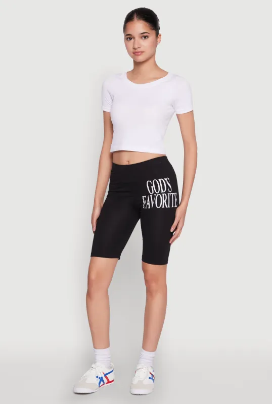 Gods Favorite Graphic Biker Shorts sold by Rainbow