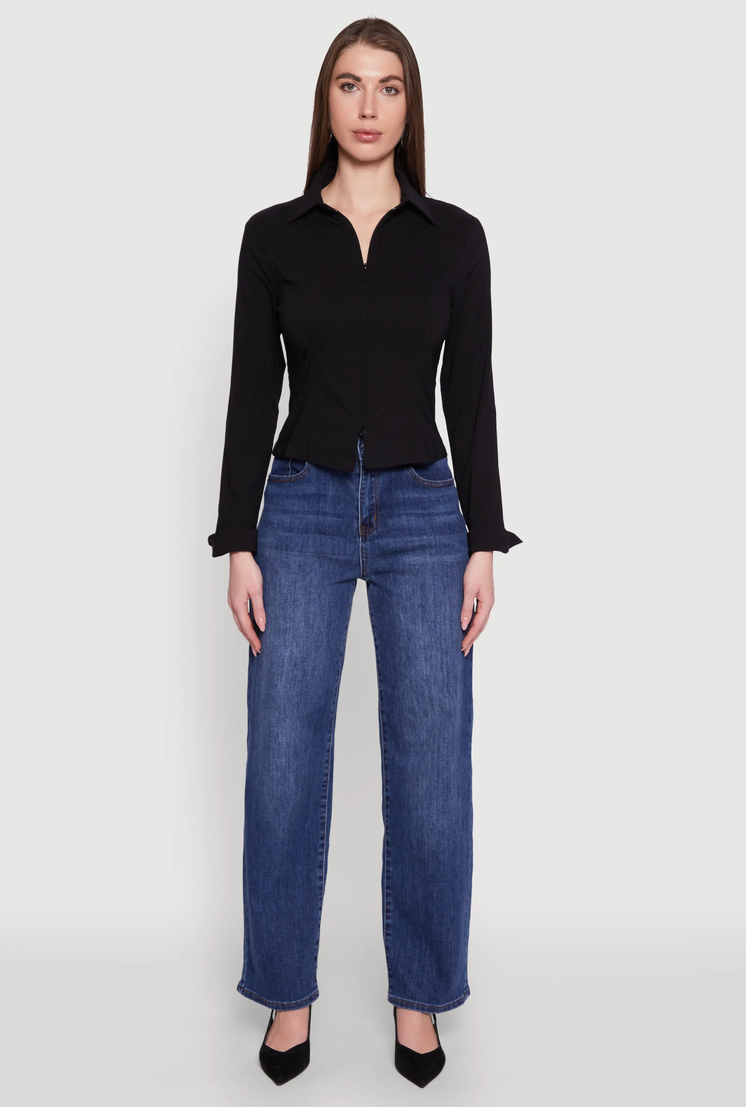 Iris Double Zip Front Collared Blouse sold by Rainbow product image thumbnail 3