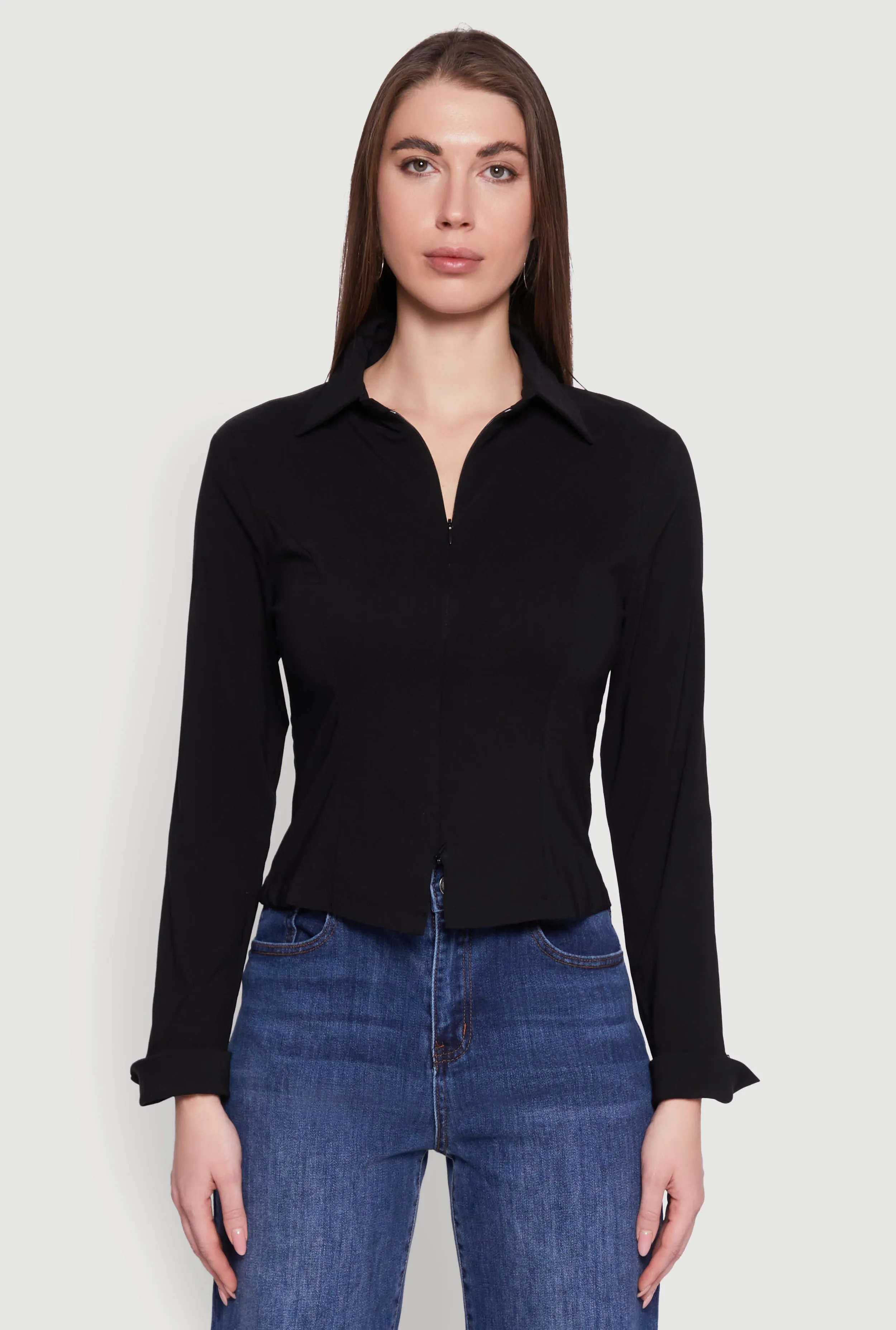 Iris Double Zip Front Collared Blouse sold by Rainbow product image thumbnail 2