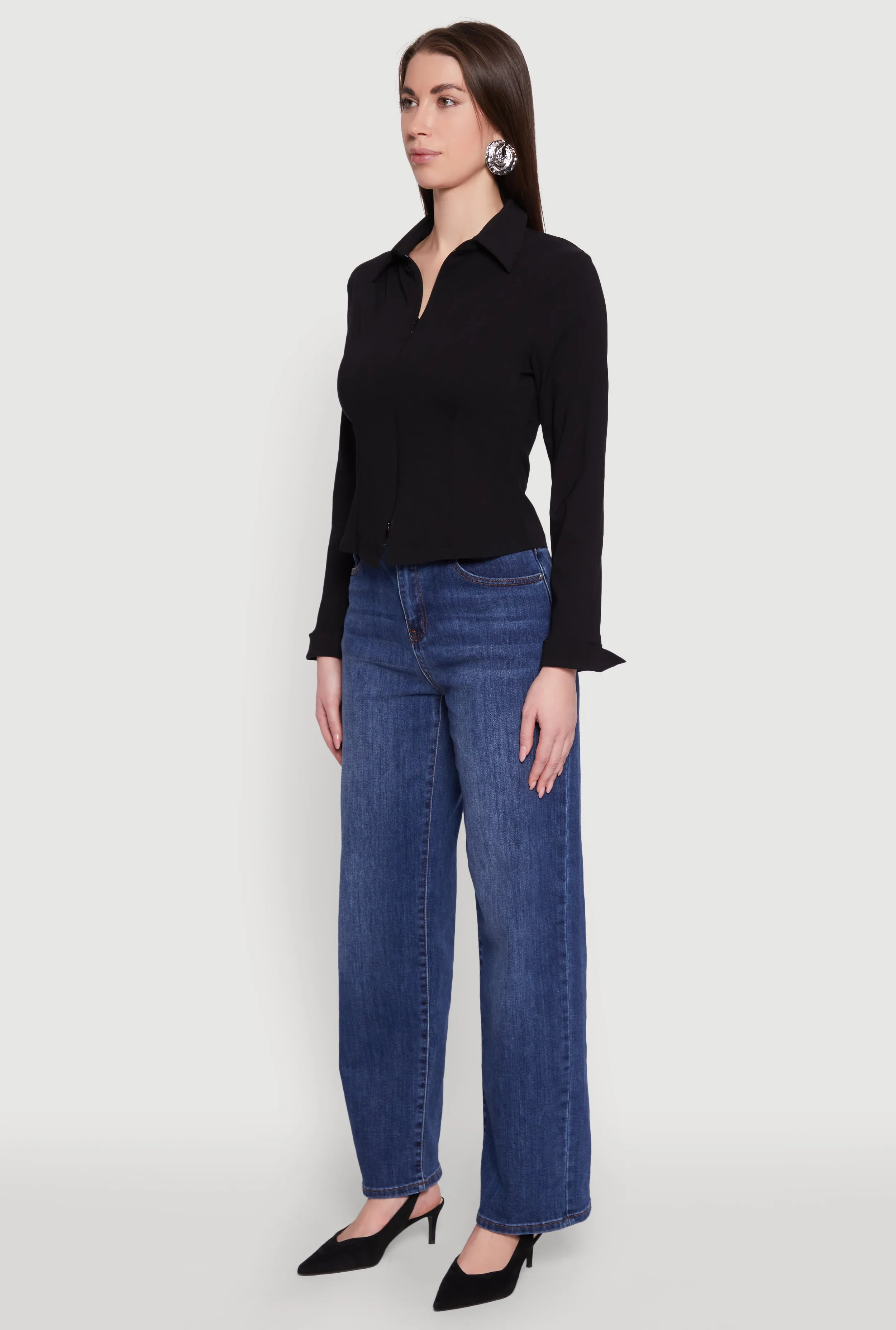 Iris Double Zip Front Collared Blouse sold by Rainbow product image thumbnail 5