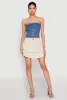 Haute Monde Button Front Denim Tube Top sold by Rainbow