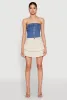 Haute Monde Button Front Denim Tube Top sold by Rainbow
