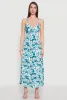 Tropical Floral Print Empire Waist Maxi Dress sold by Rainbow