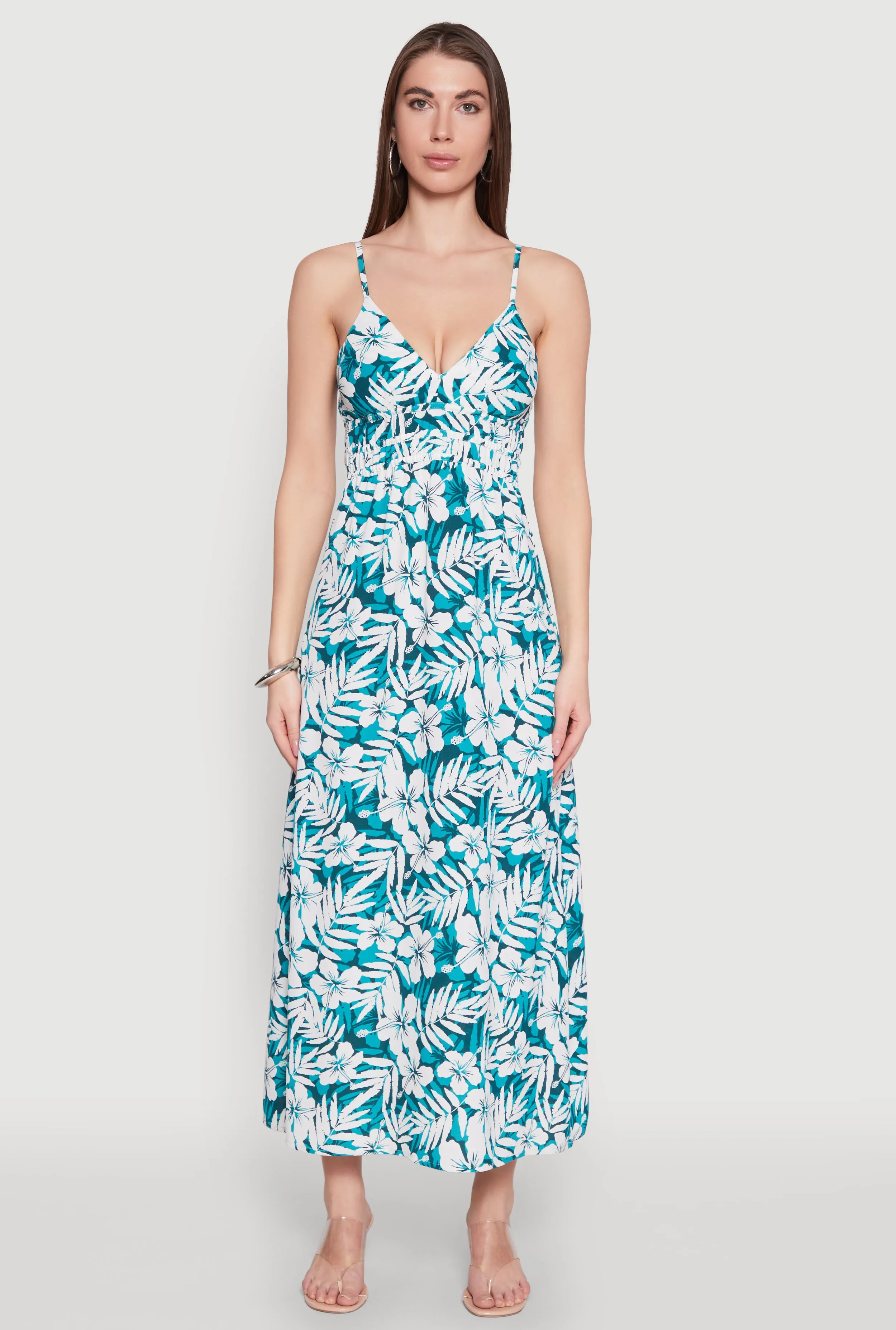 Tropical Floral Print Empire Waist Maxi Dress sold by Rainbow product image thumbnail 2