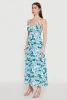 Tropical Floral Print Empire Waist Maxi Dress sold by Rainbow