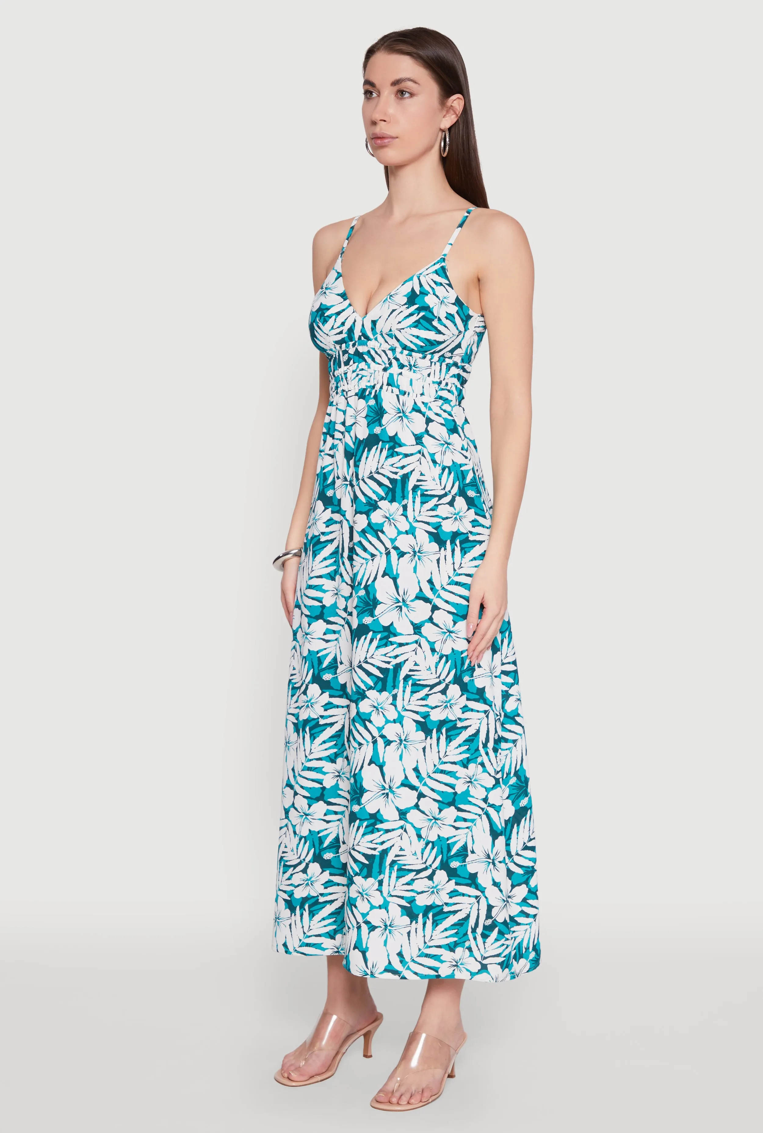Tropical Floral Print Empire Waist Maxi Dress sold by Rainbow product image thumbnail 3