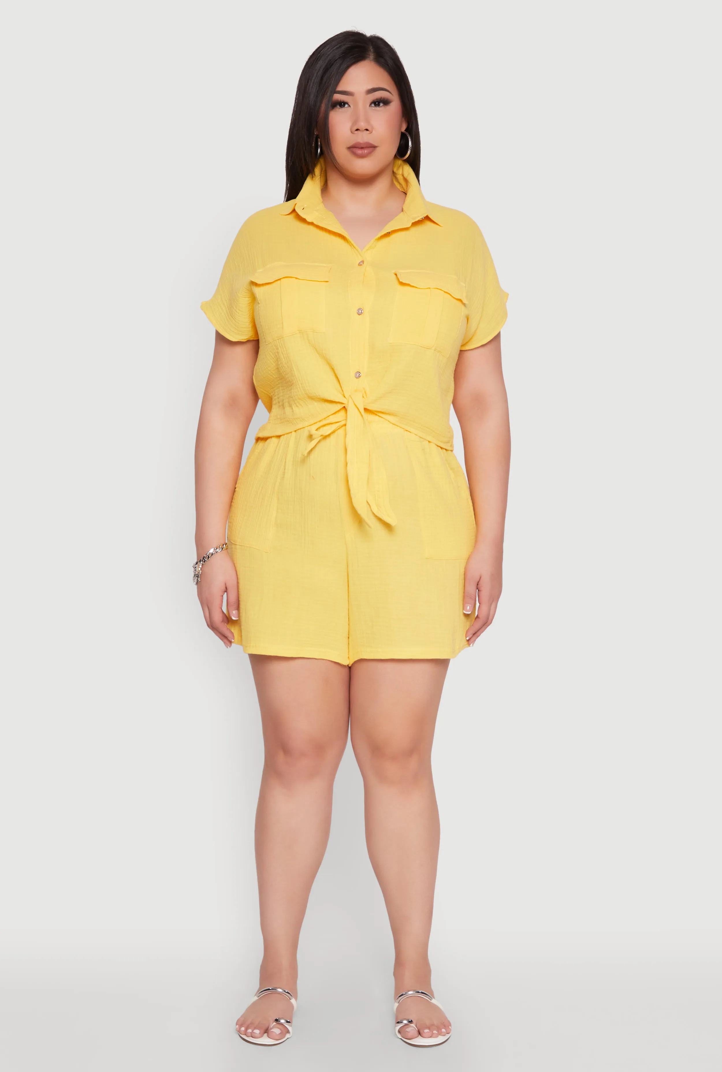 Plus Size Gauze Knit Drawstring Shorts sold by Rainbow product image thumbnail 2