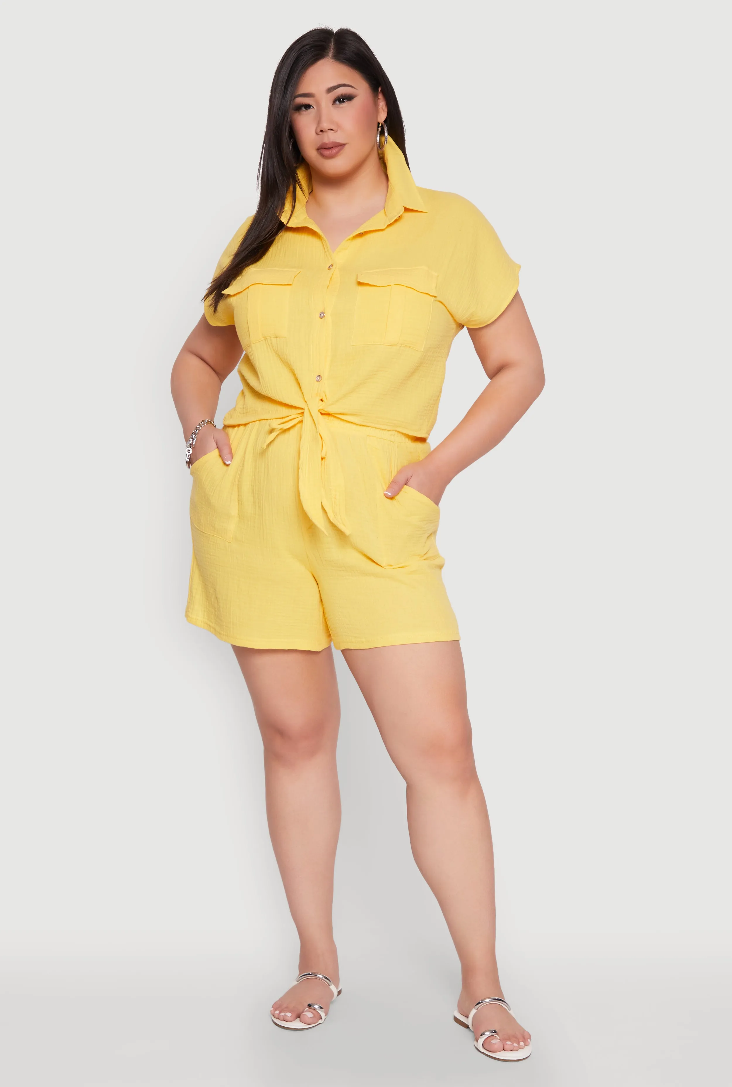 Plus Size Gauze Knit Drawstring Shorts sold by Rainbow