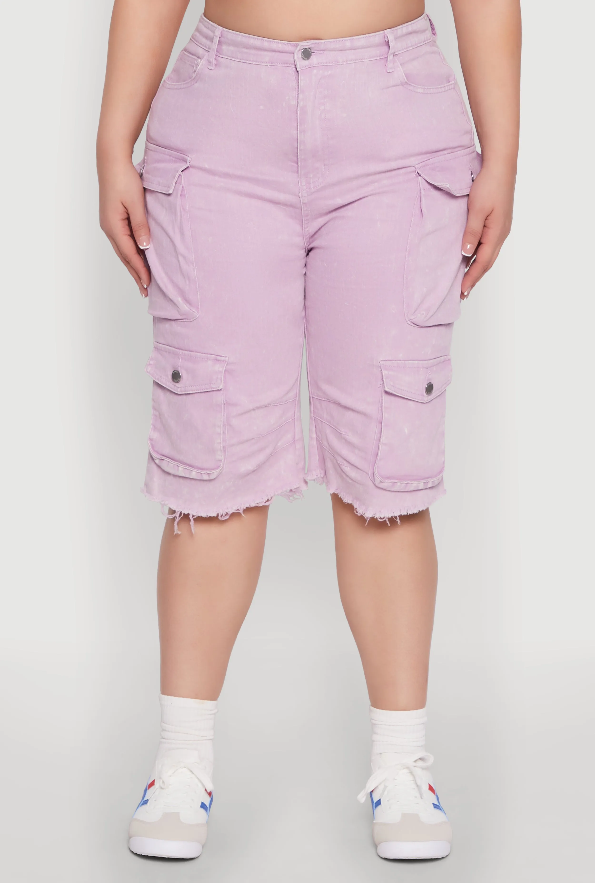Plus Size Daisy Acid Wash Cargo Bermuda Shorts sold by Rainbow product image thumbnail 5