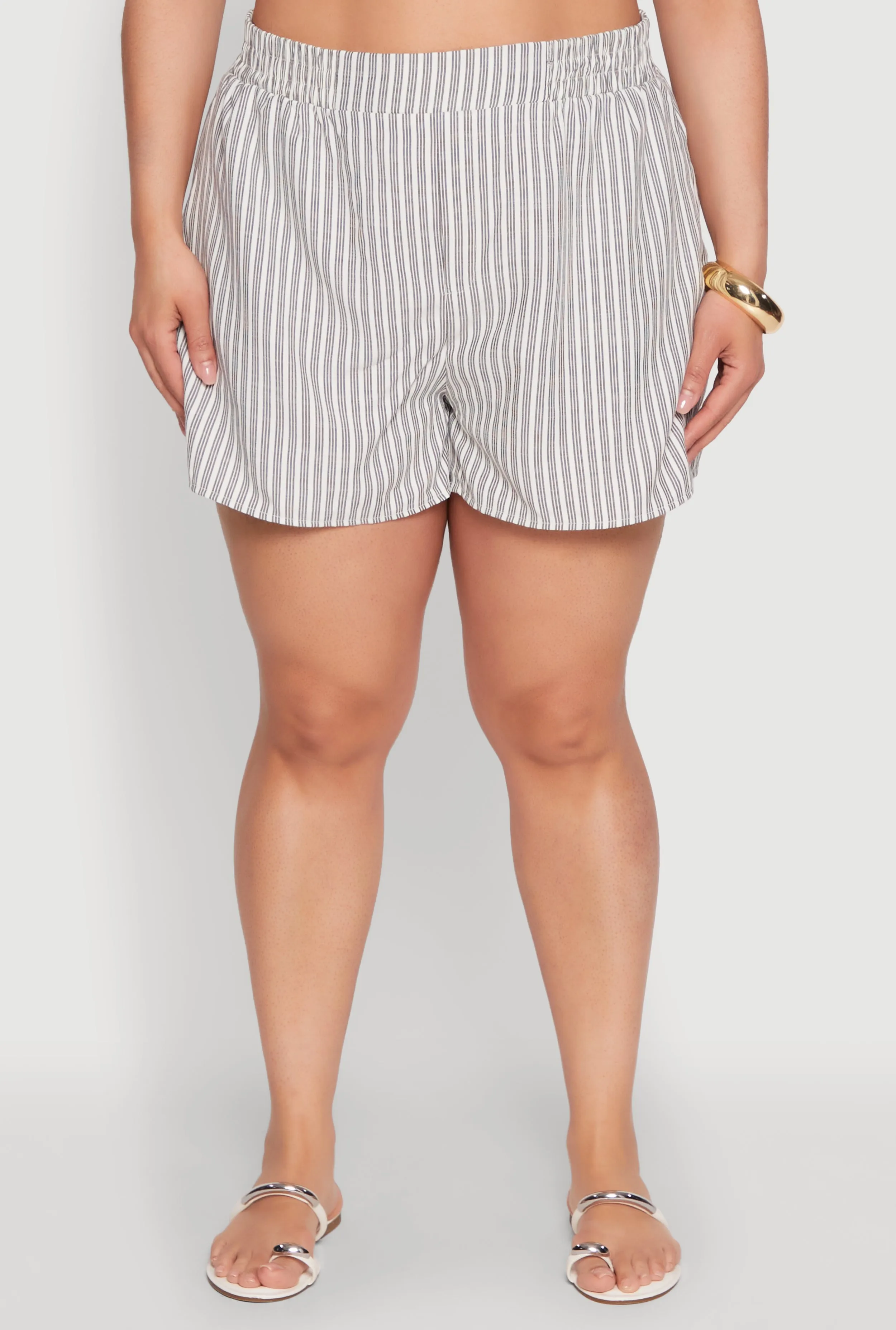 Plus Size Striped Elastic Waist Shorts sold by Rainbow product image thumbnail 3