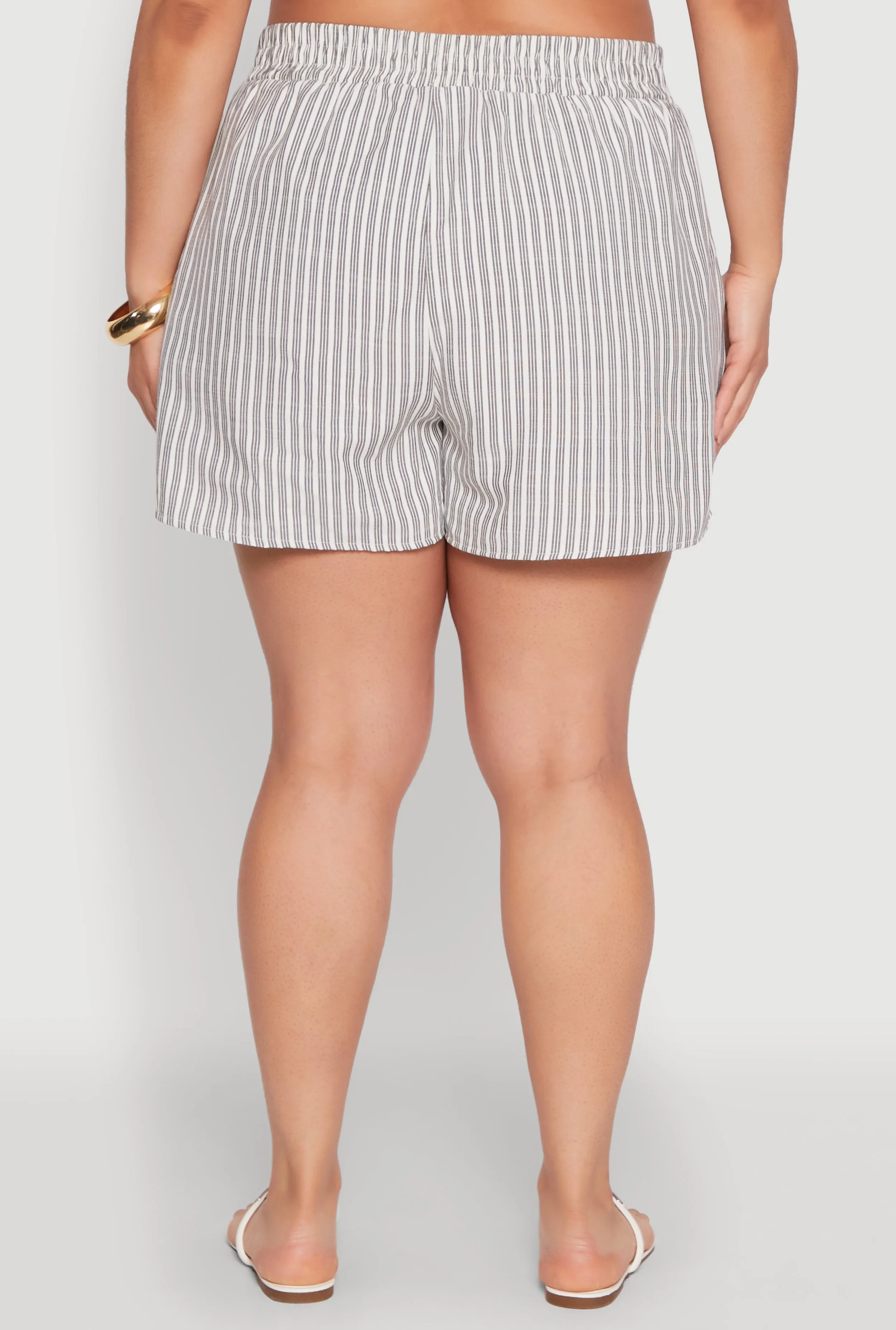 Plus Size Striped Elastic Waist Shorts sold by Rainbow product image thumbnail 5
