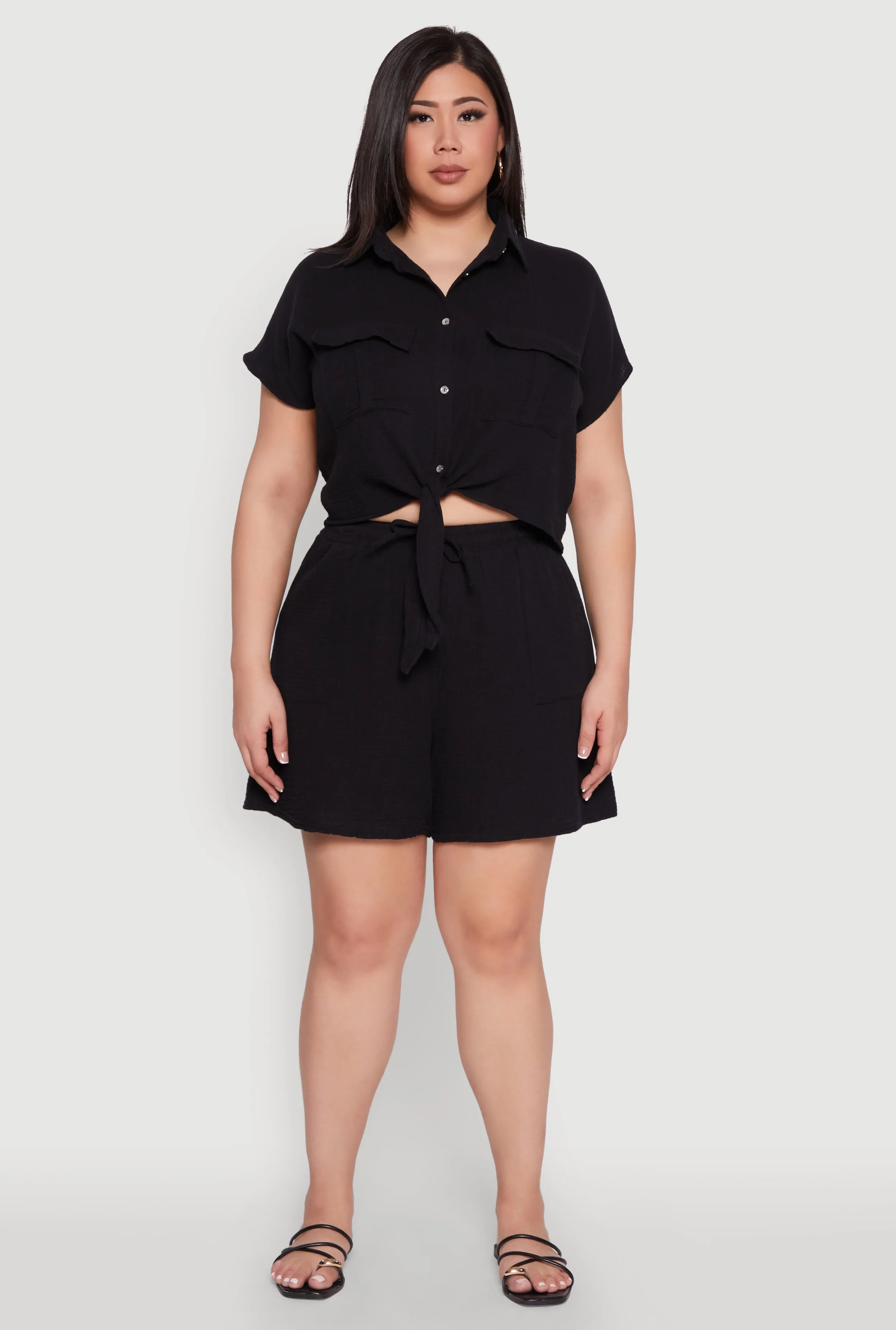 Plus Size Gauze Knit Drawstring Shorts sold by Rainbow product image thumbnail 2