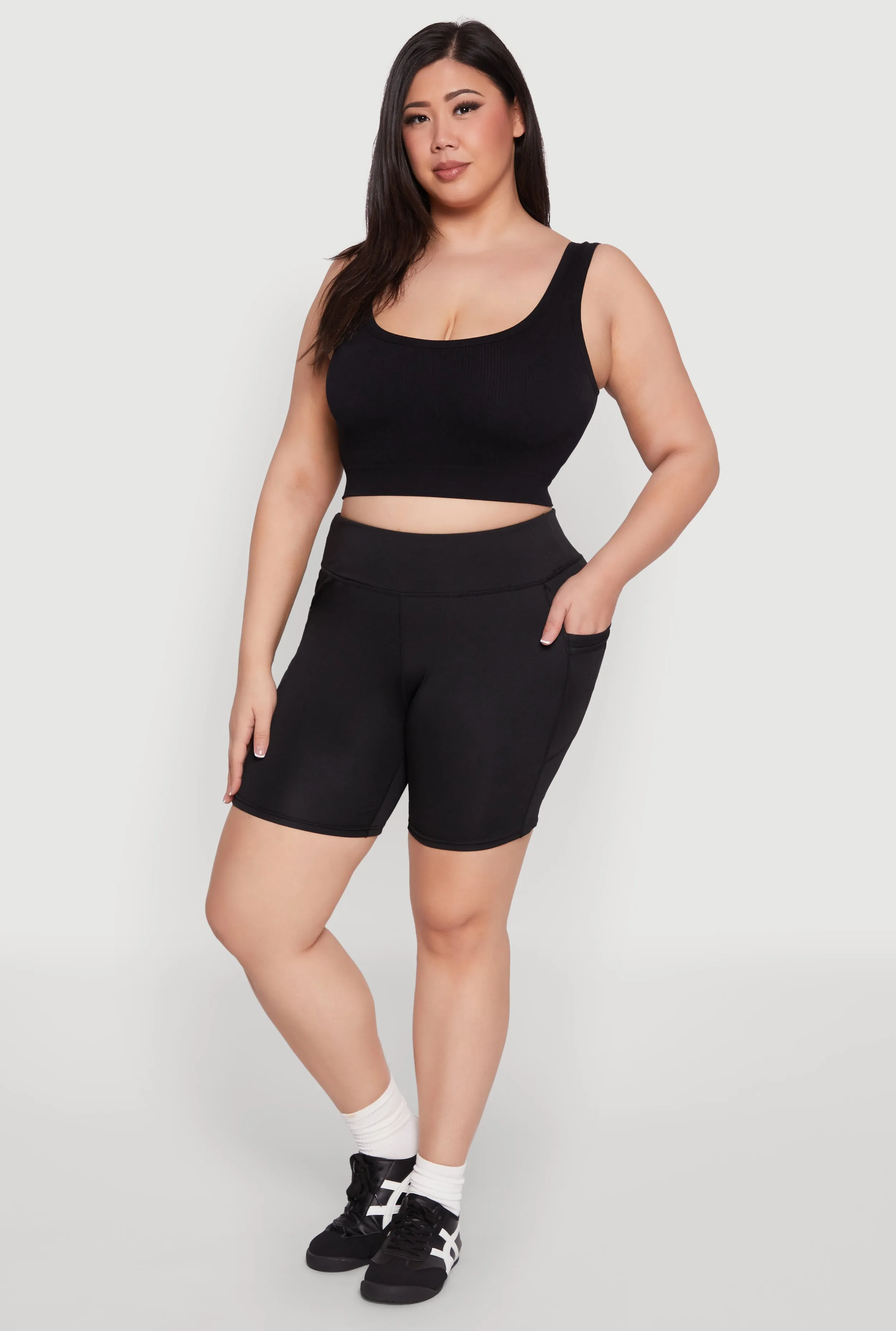 Plus Size Cell Phone Side Pocket Biker Shorts sold by Rainbow