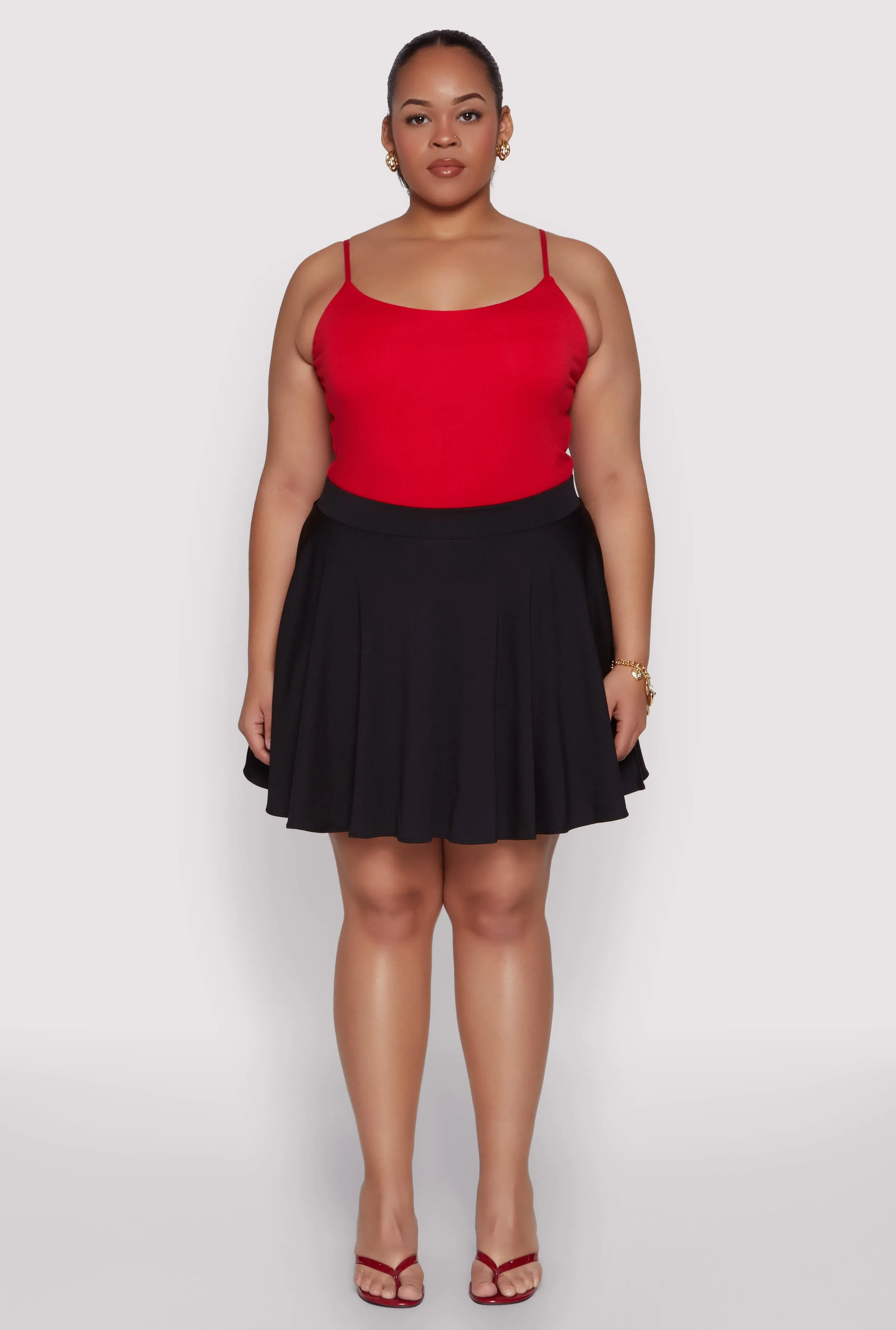 Plus Size High Waisted Circle Skort sold by Rainbow