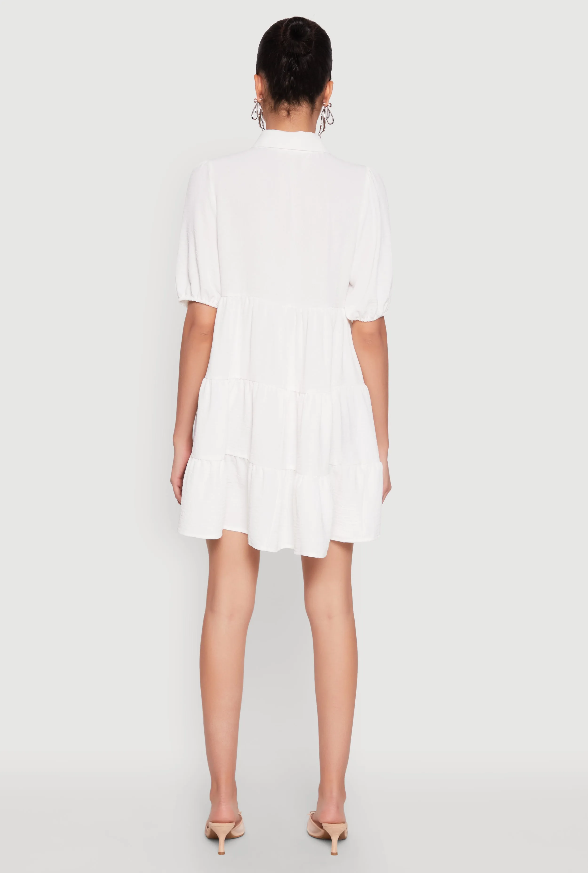 Airy Button Front Tiered Mini Dress sold by Rainbow product image thumbnail 5